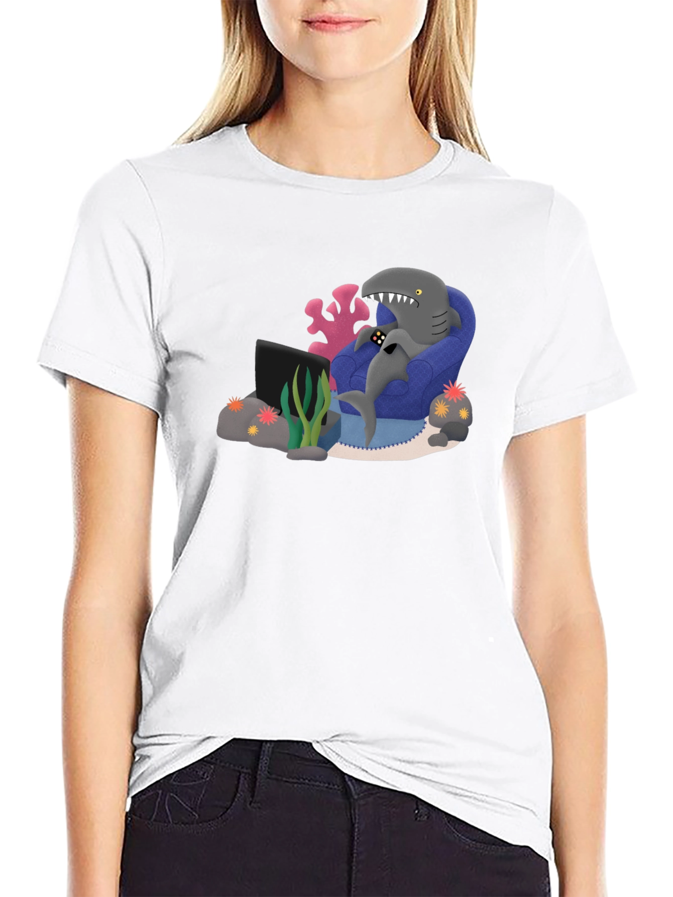 Gamer Shark Graphic Tee - Comfy and Fun!