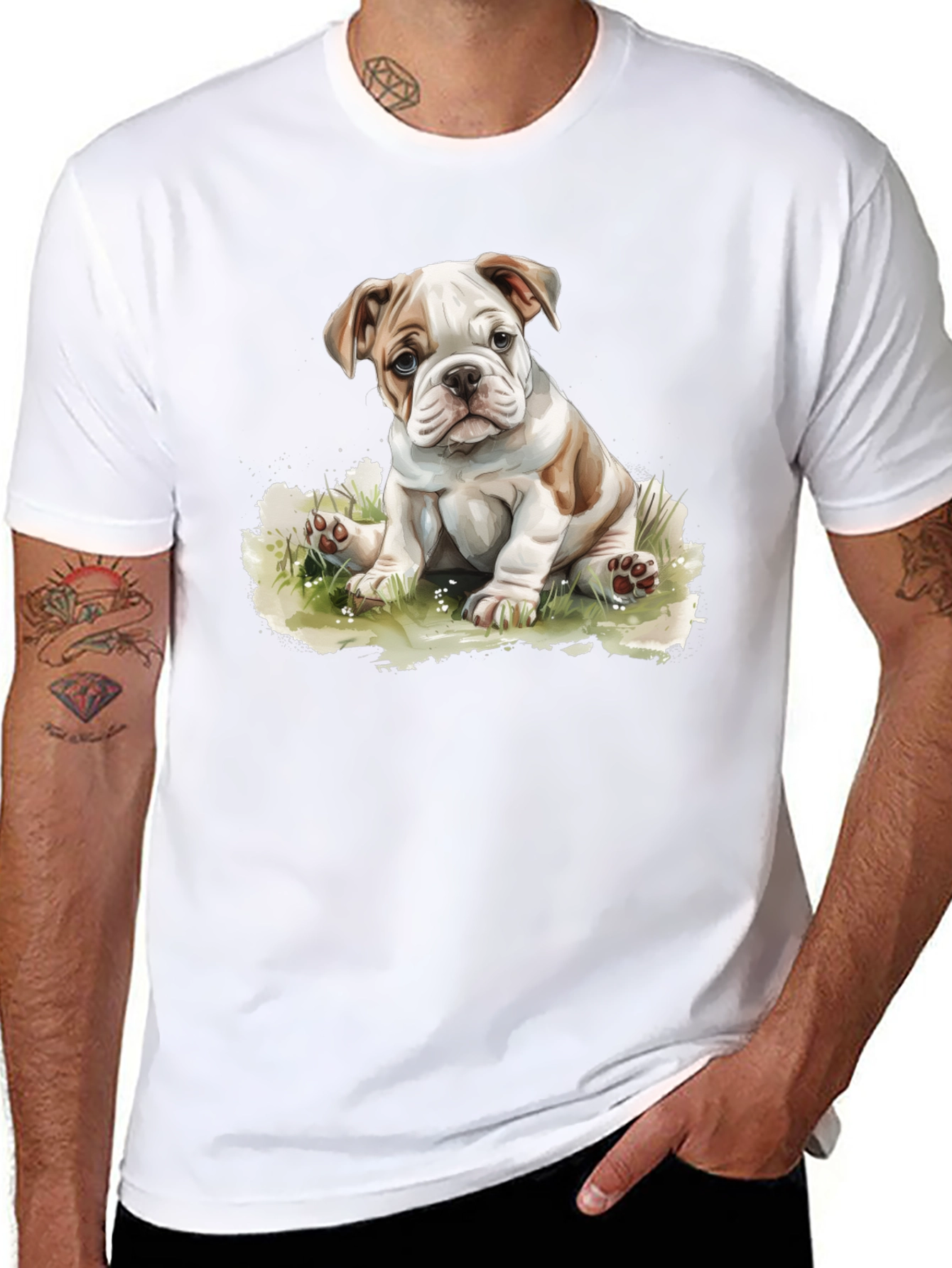 Bulldog Puppy Graphic T-Shirt - Cute Dog Tee