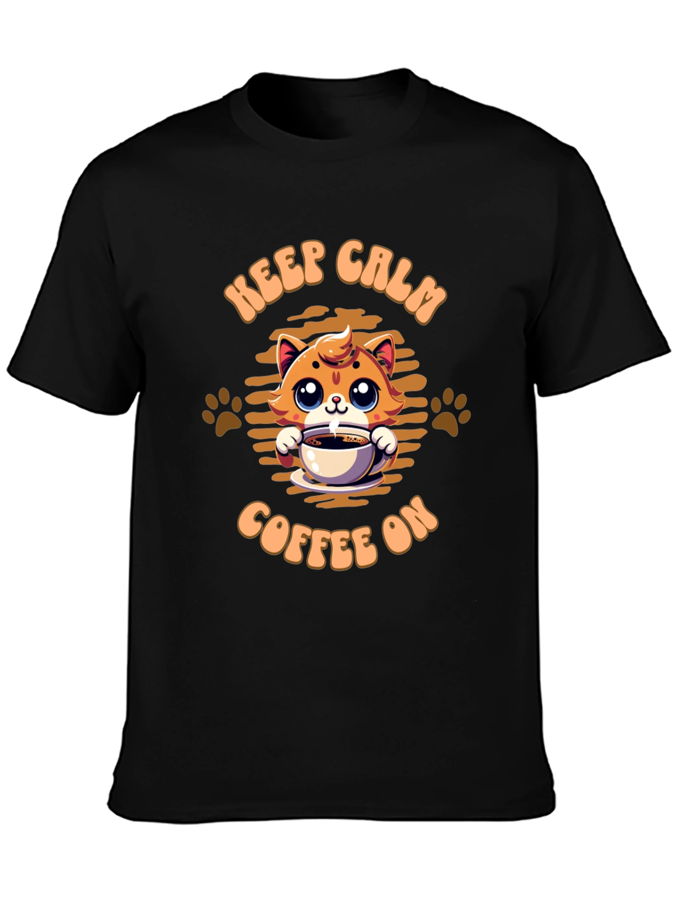 Keep Calm Coffee On Cat Graphic Tee