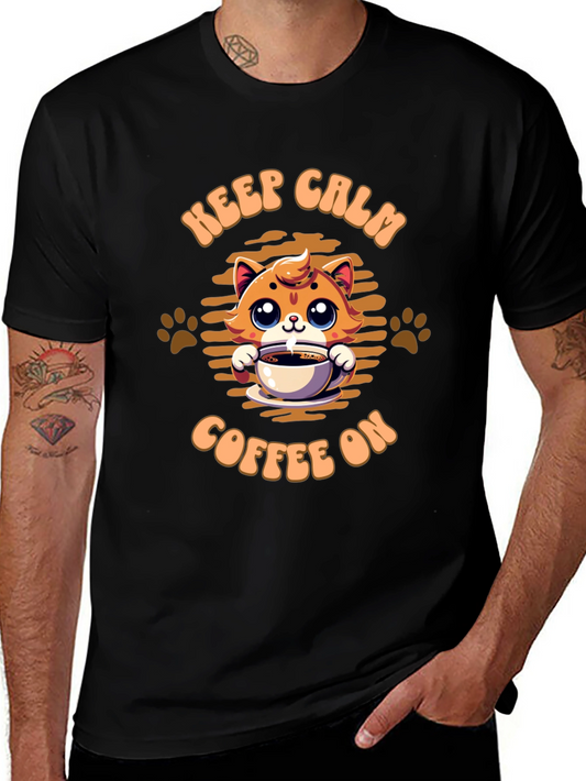 Keep Calm Coffee On Cat Graphic Tee