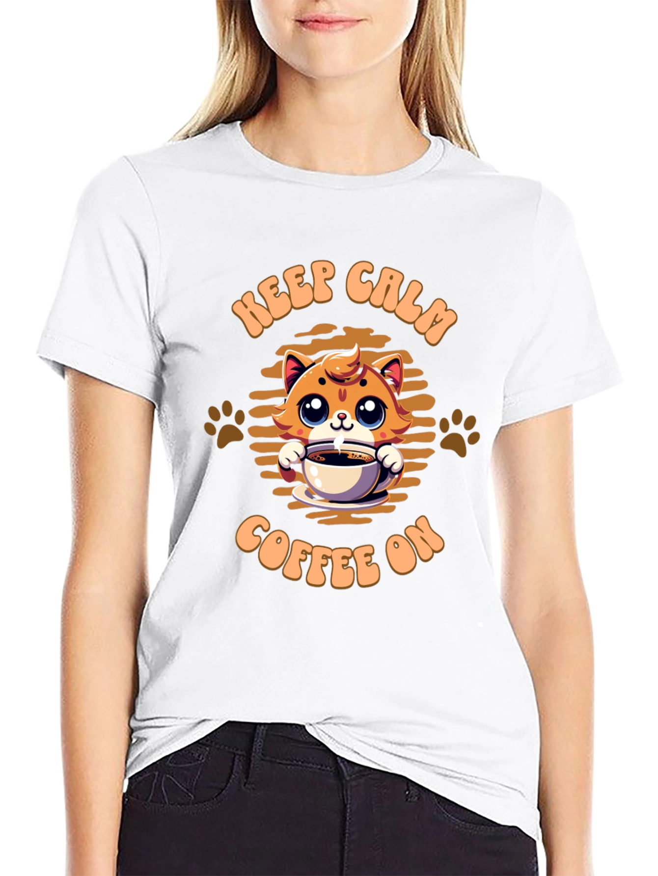 Keep Calm Coffee On Cat Graphic Tee