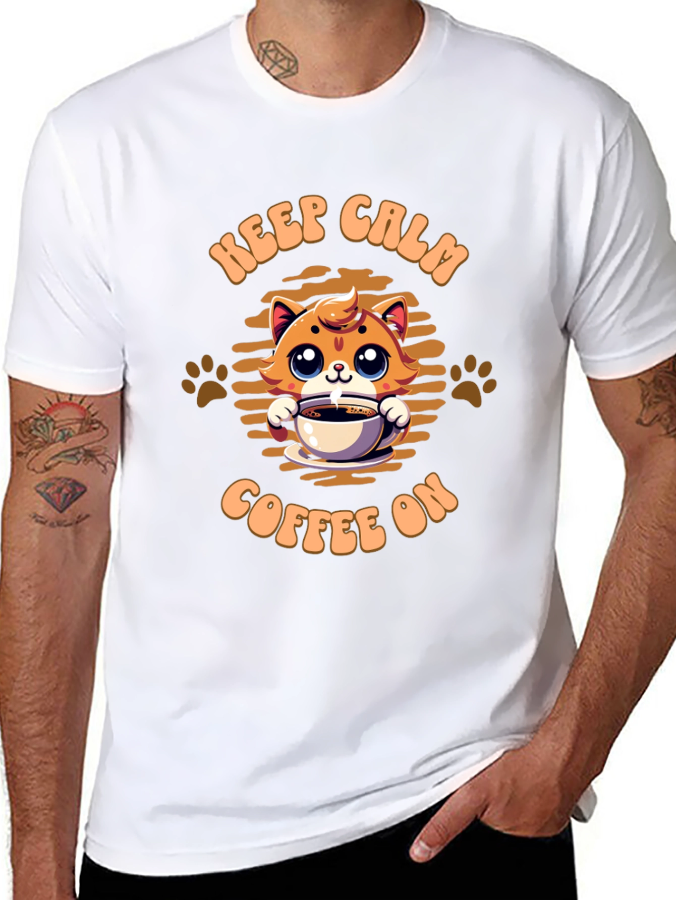 Keep Calm Coffee On Cat Graphic Tee