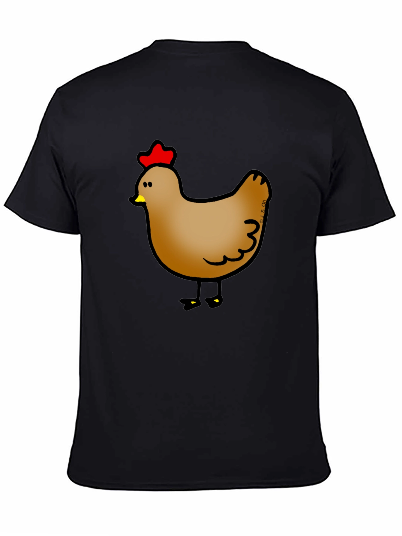 Cute Chicken Graphic Print Black T-Shirt