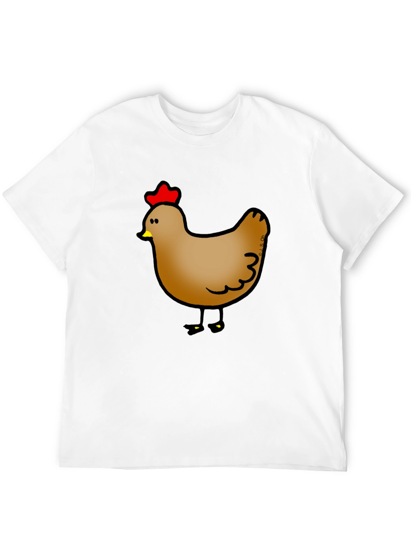 Cute Chicken Graphic Print Black T-Shirt