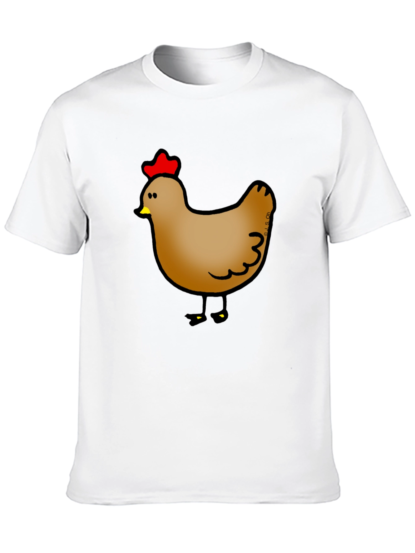 Cute Chicken Graphic Print Black T-Shirt