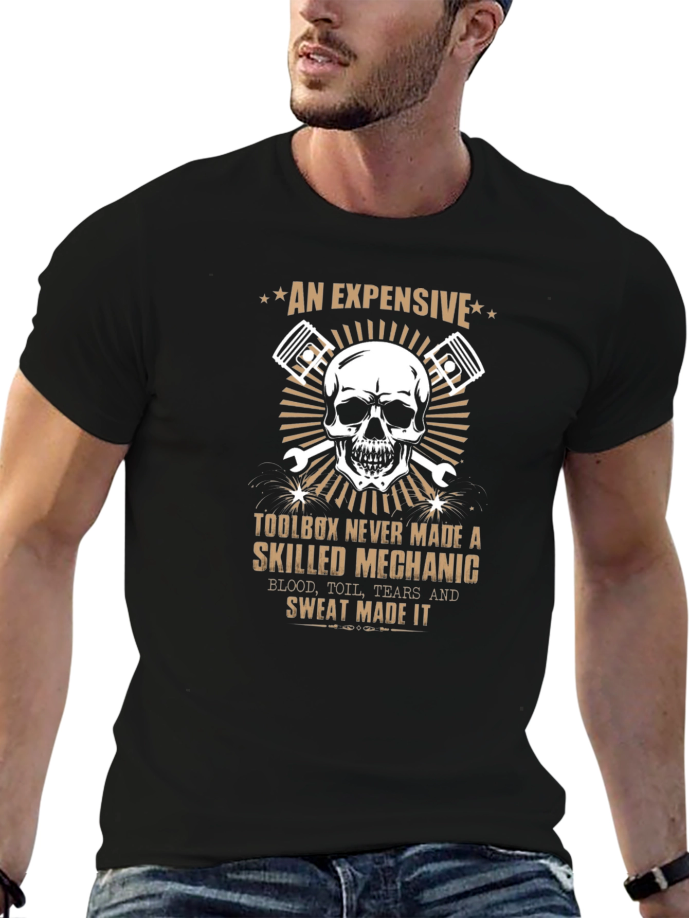 Mechanic Skull Graphic T-Shirt - An Expensive Toolbox