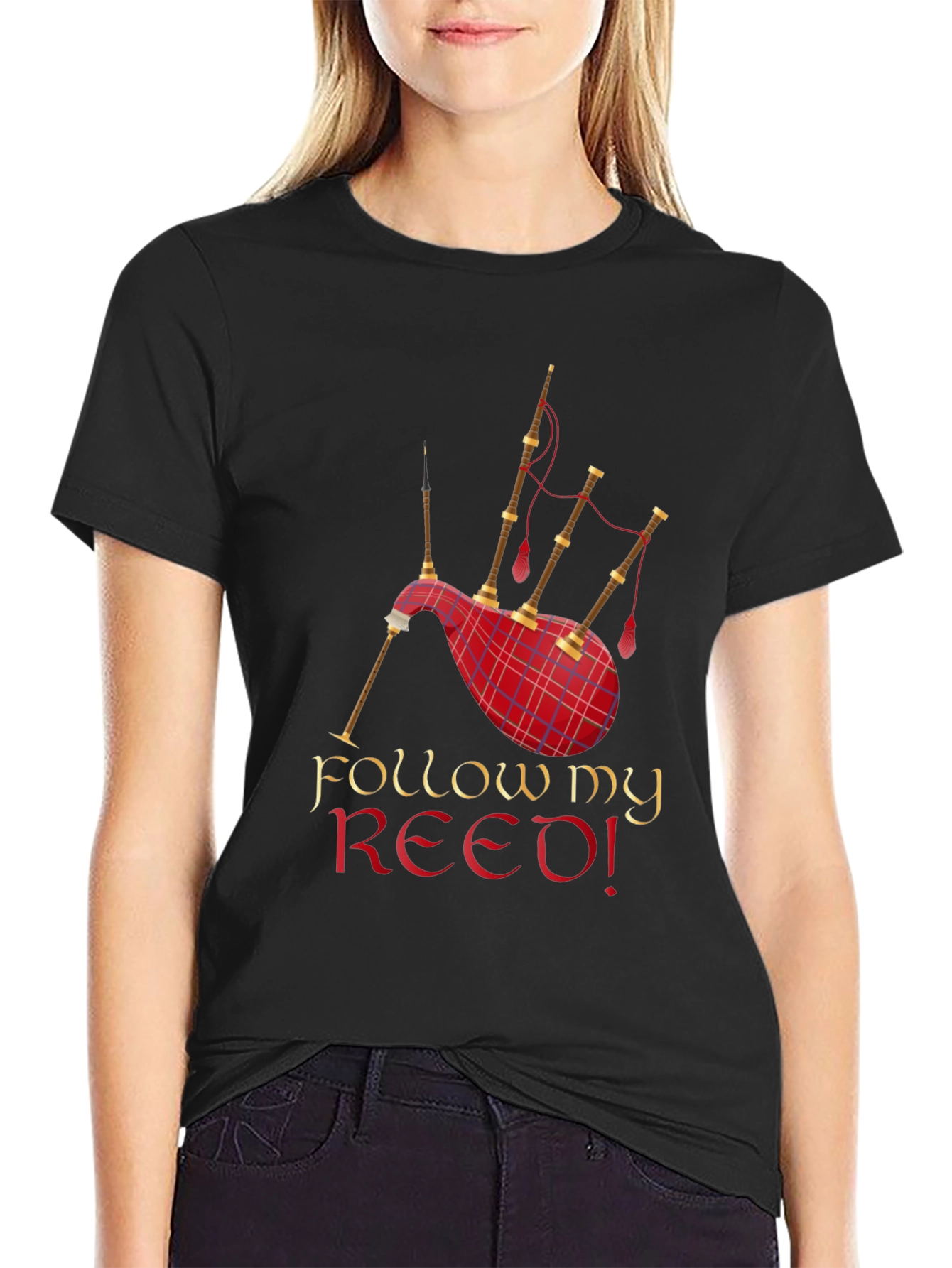 Follow My Reed! Bagpipe Graphic T-Shirt