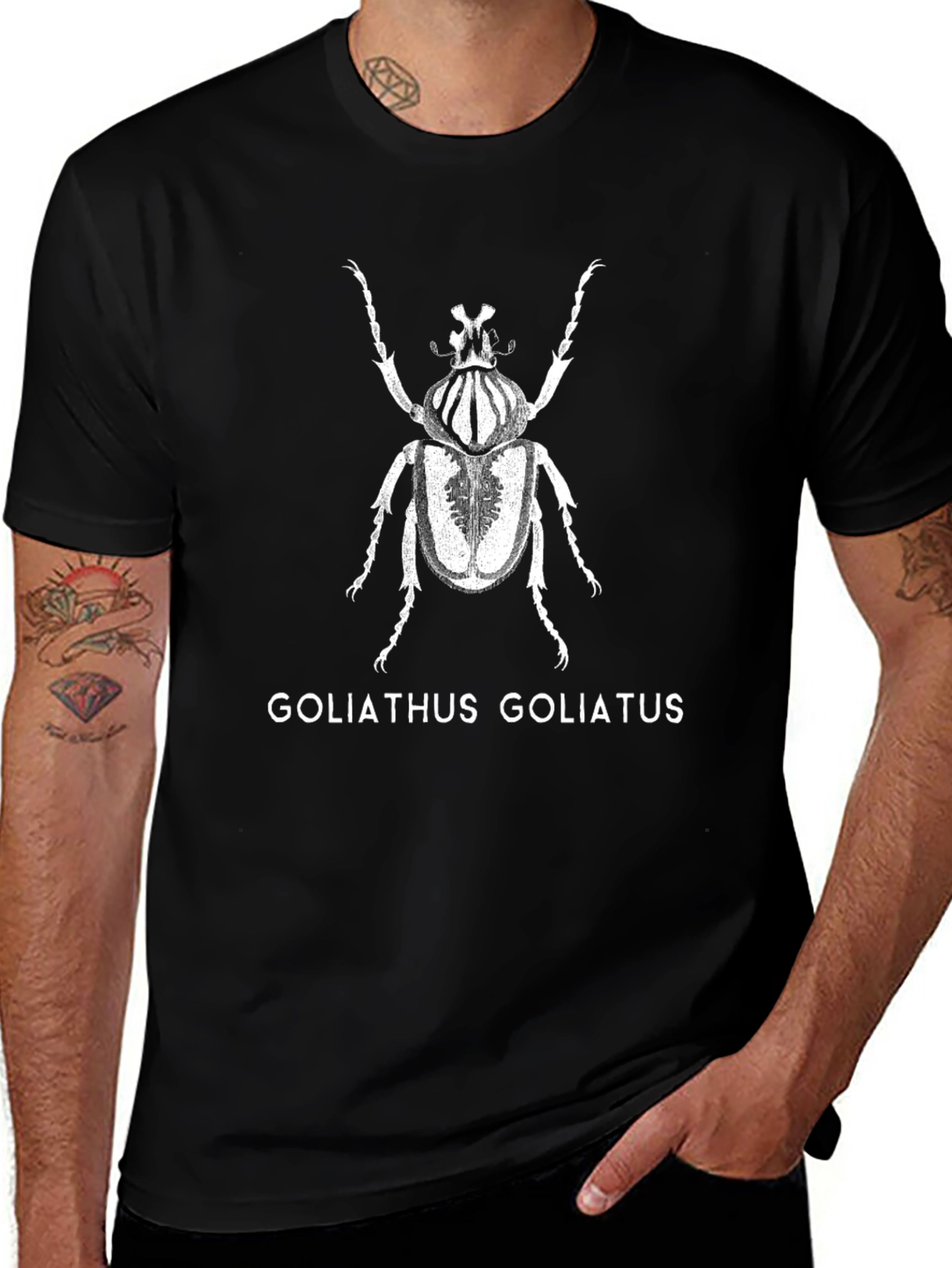 Goliathus Beetle Graphic Tee - Black Insect T-Shirt