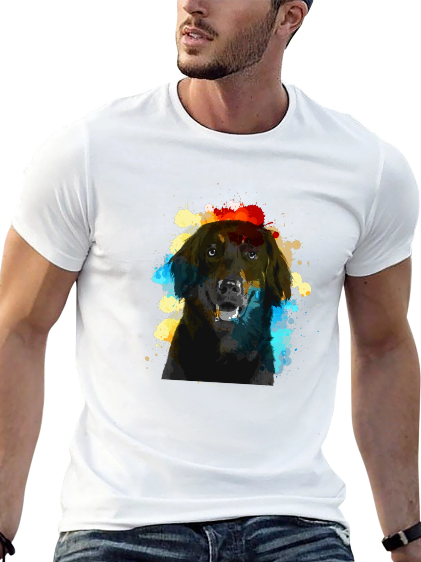 Dog Art Black T-Shirt - Artistic Canine Design