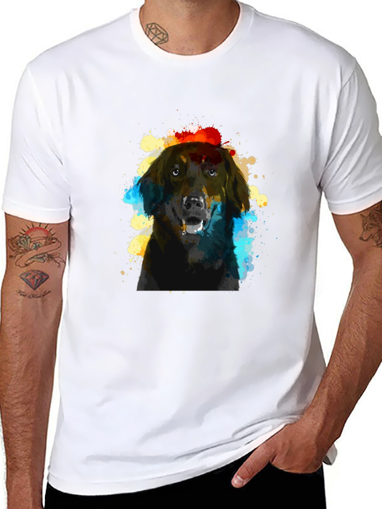 Dog Art Black T-Shirt - Artistic Canine Design