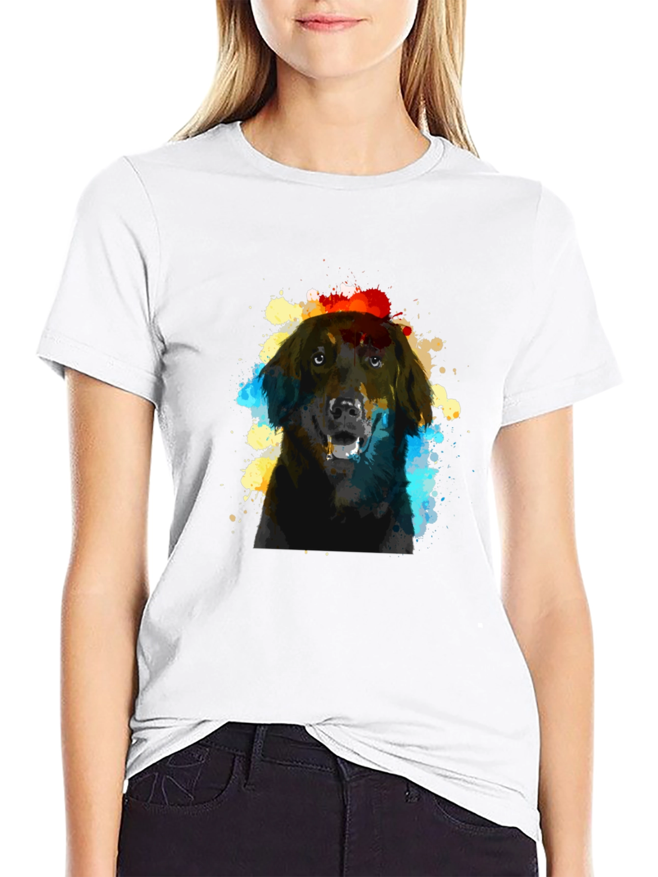Dog Art Black T-Shirt - Artistic Canine Design