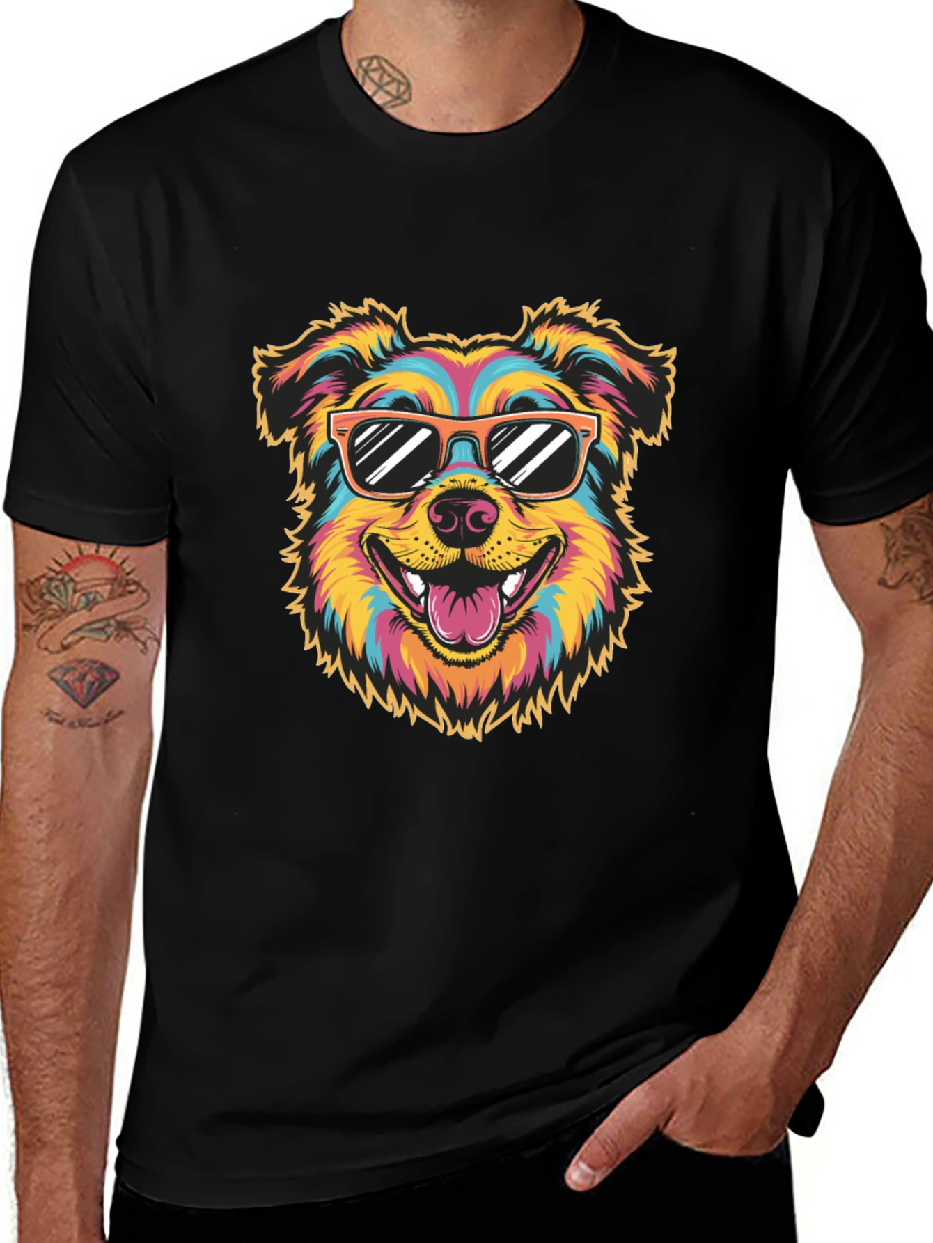 Cool Dog Graphic Tee - Black Cotton T-Shirt