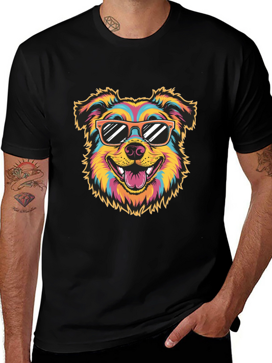 Cool Dog Graphic Tee - Black Cotton T-Shirt