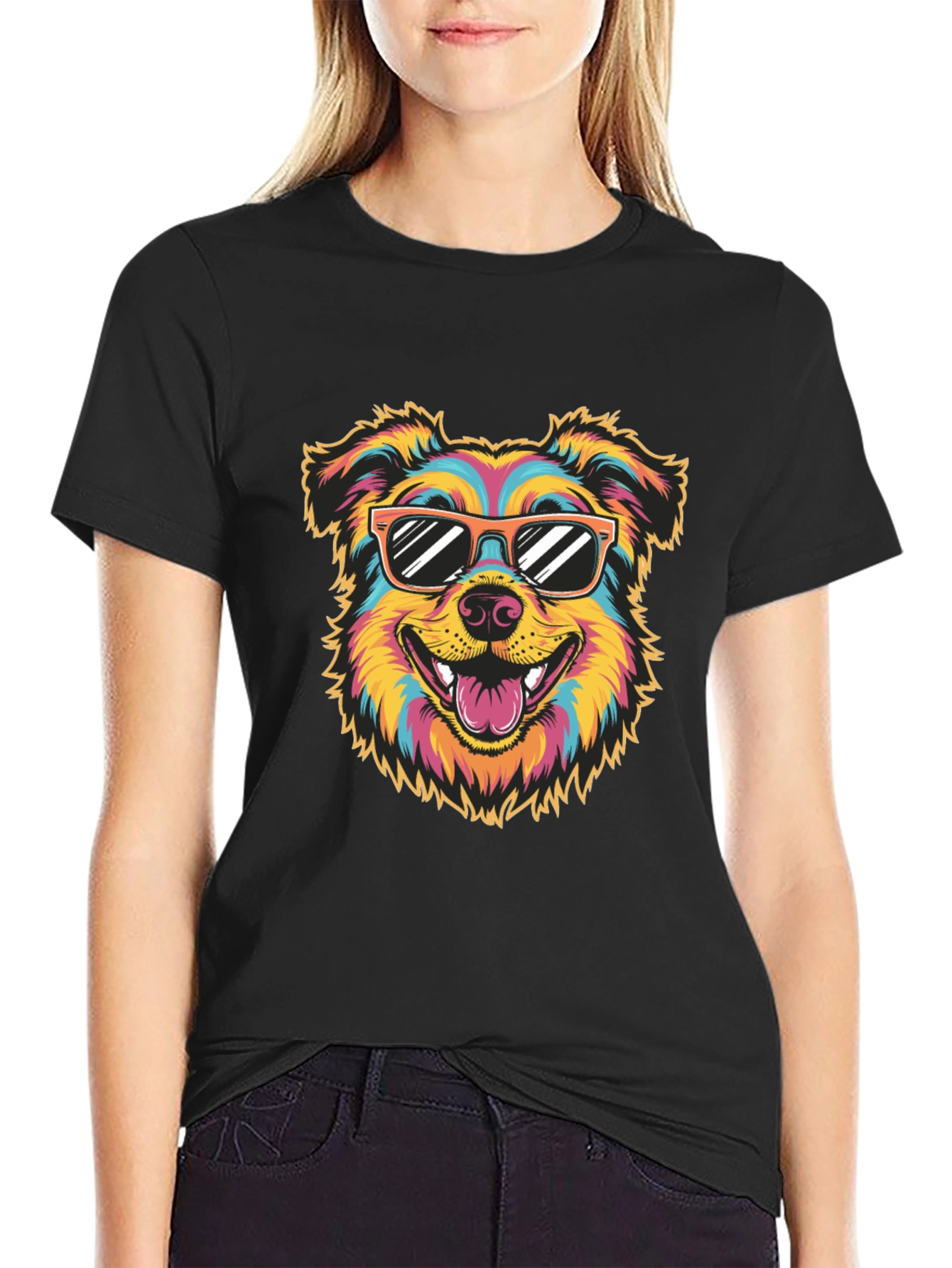 Cool Dog Graphic Tee - Black Cotton T-Shirt