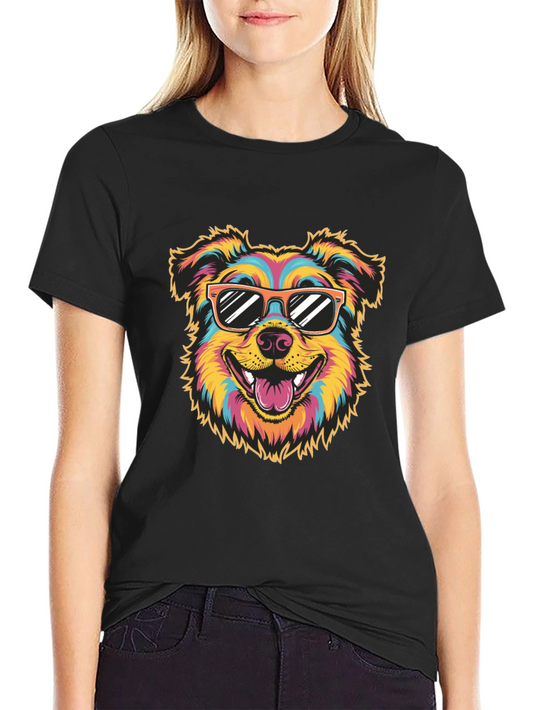 Cool Dog Graphic Tee - Black Cotton T-Shirt