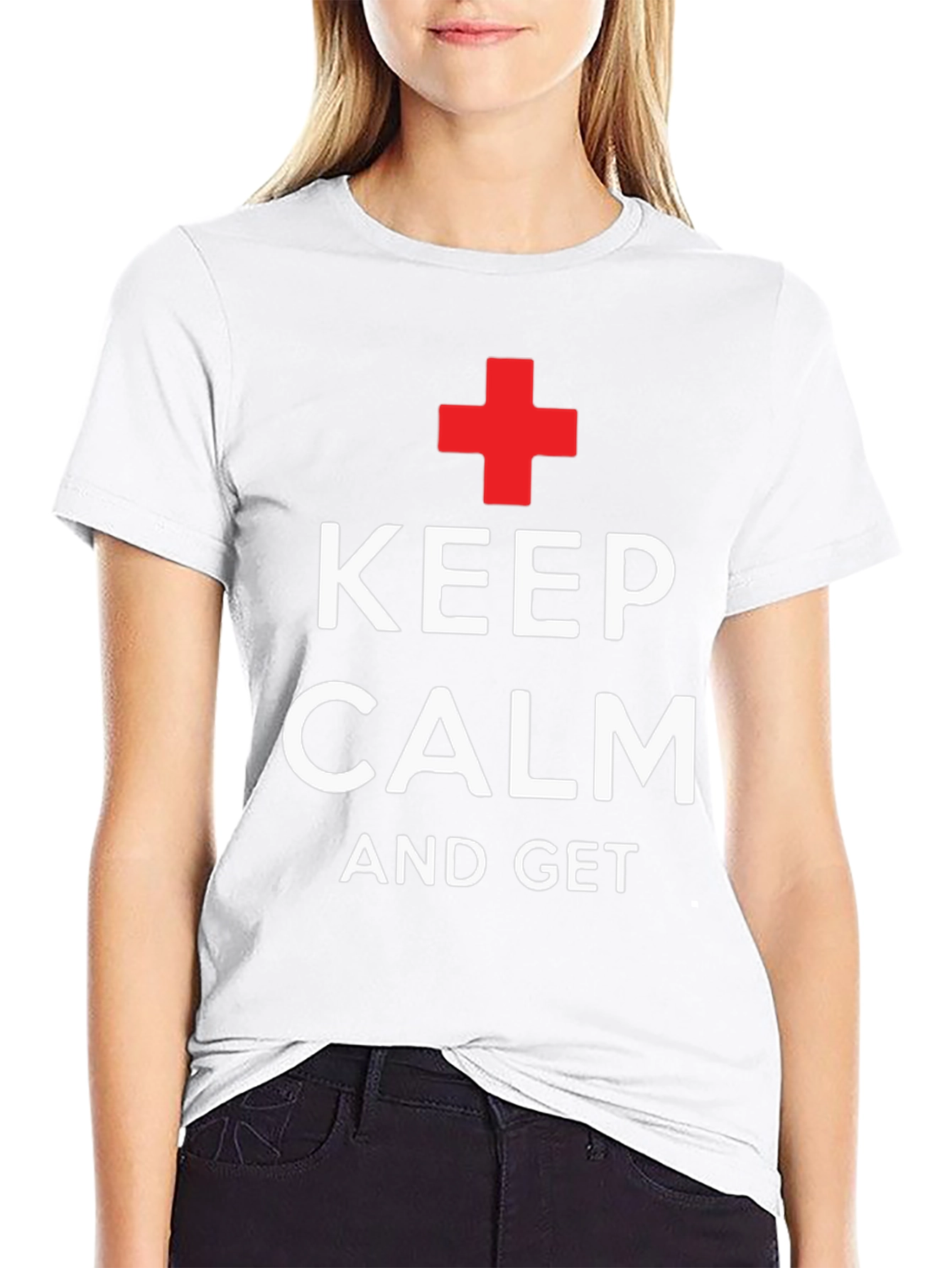 Keep Calm T-Shirt - Black with Red Cross
