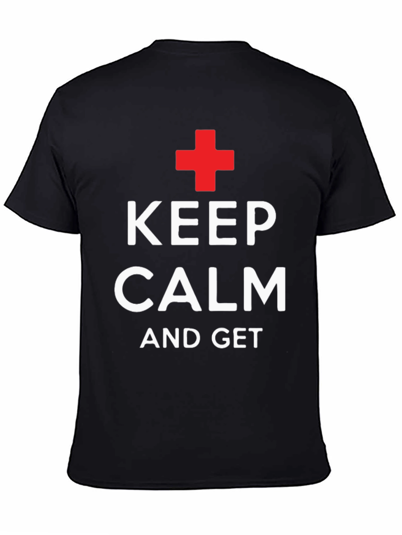 Keep Calm T-Shirt - Black with Red Cross