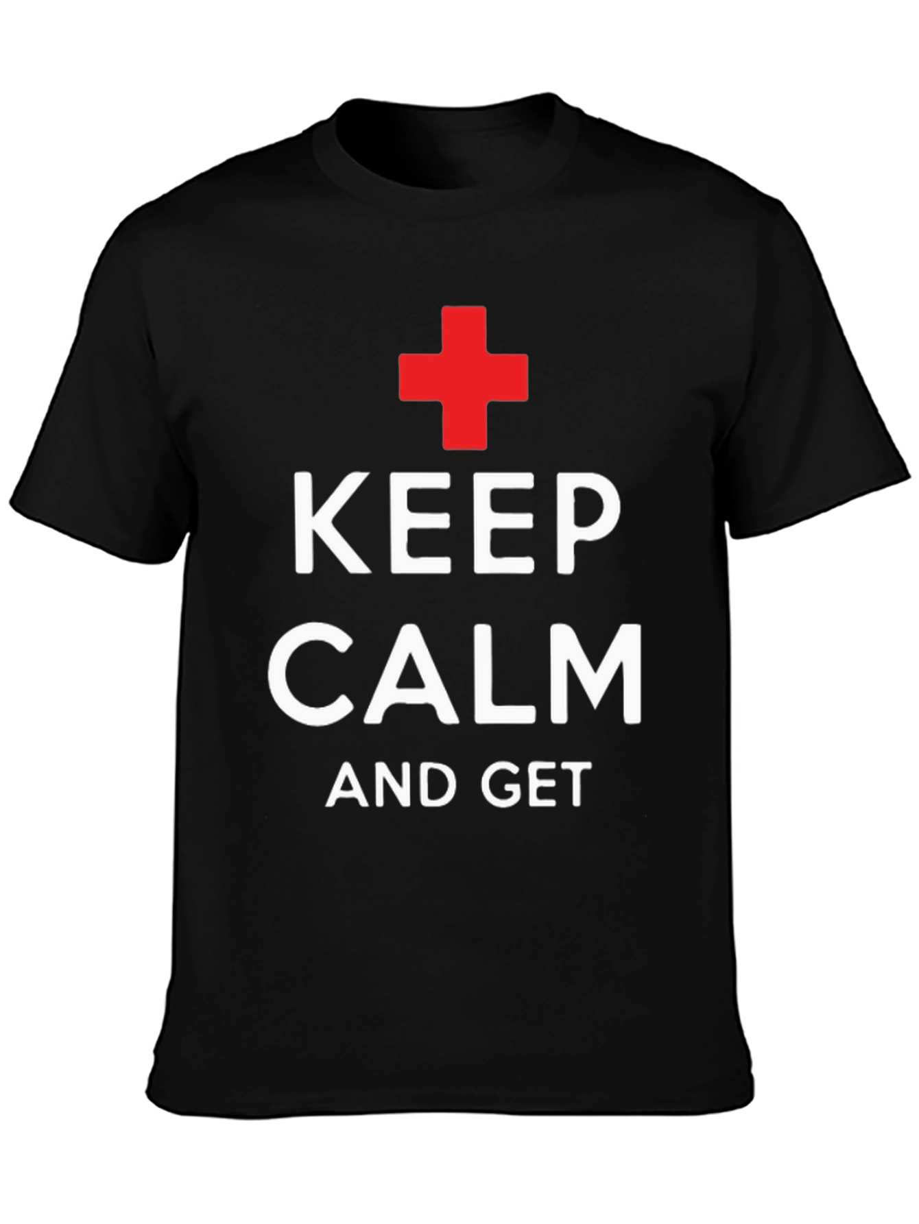 Keep Calm T-Shirt - Black with Red Cross