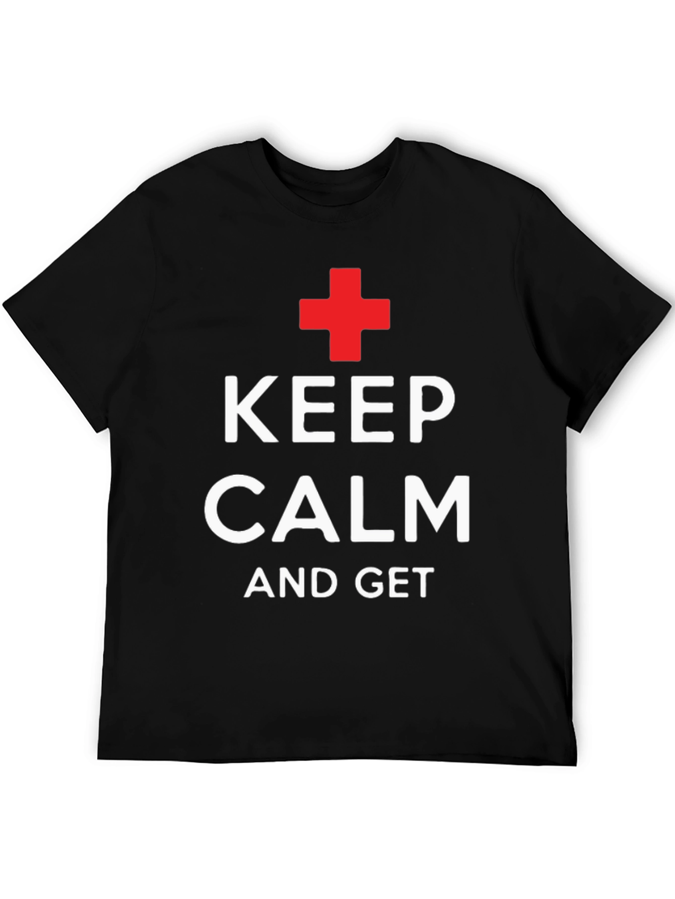 Keep Calm T-Shirt - Black with Red Cross