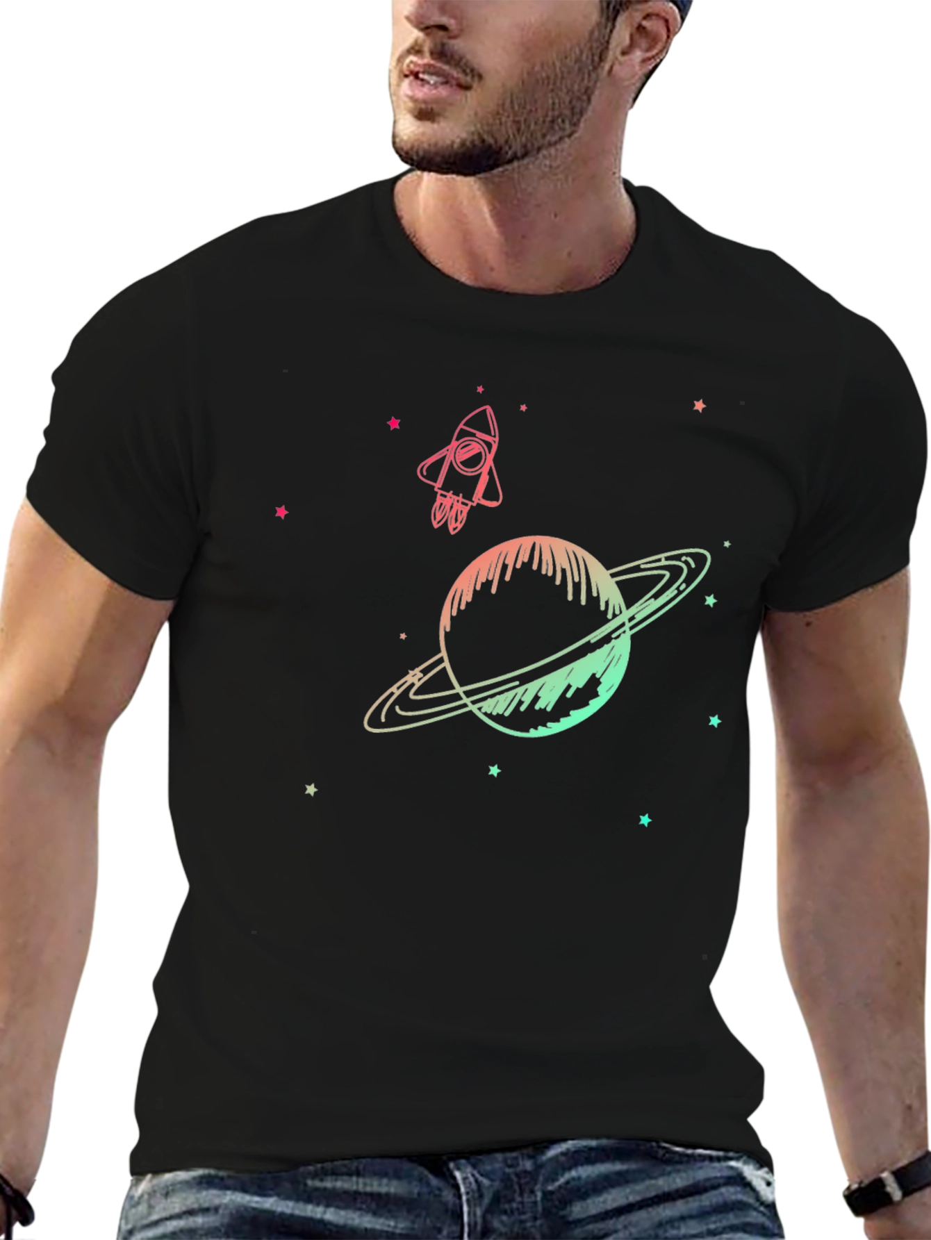 Space Dreams T-Shirt - Galaxy & Rocket Design