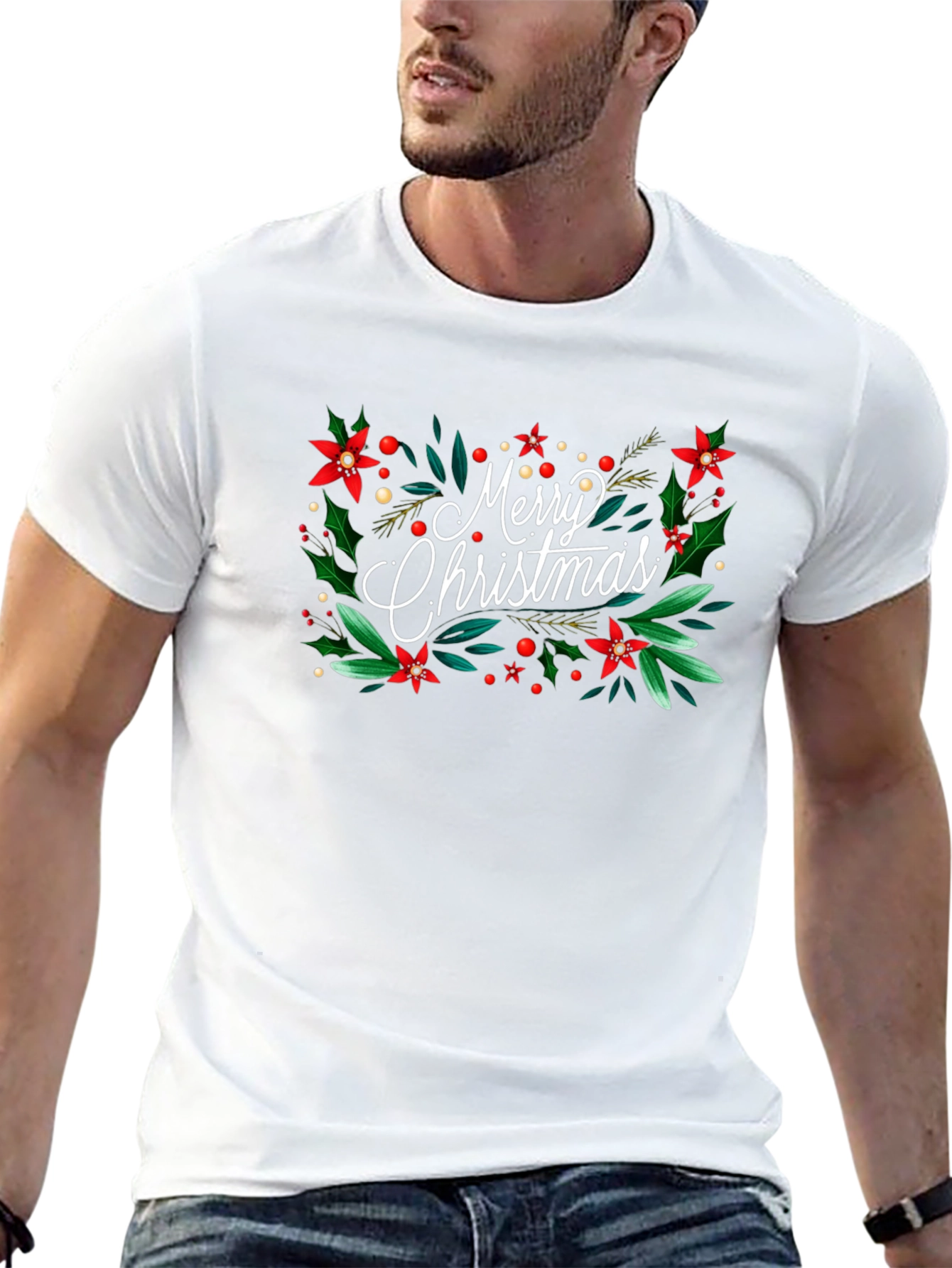 Festive Merry Christmas Graphic Tee - Holiday Cheer