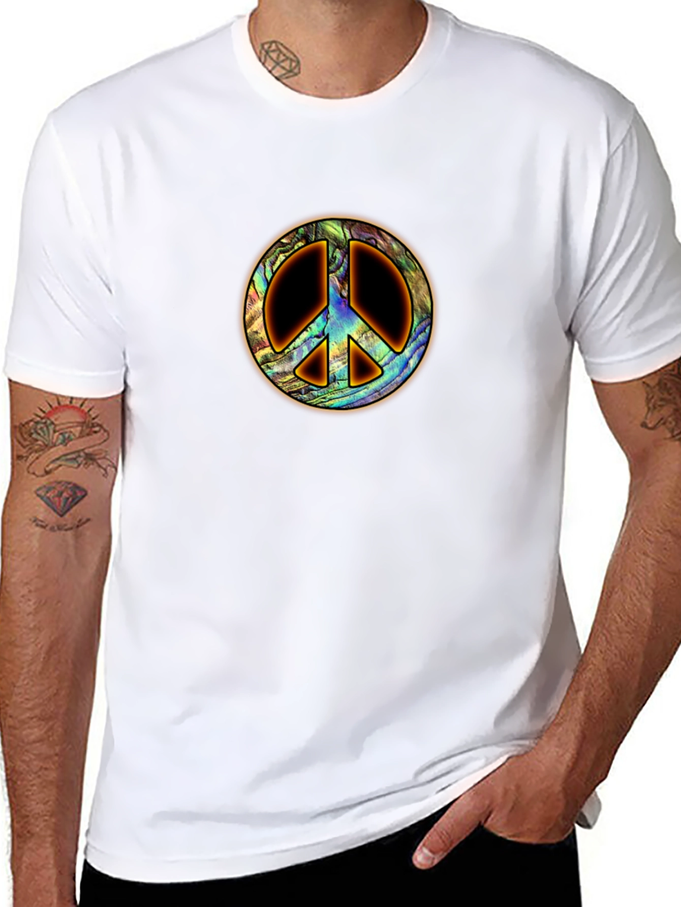 Peace Sign T-Shirt - Abalone Shell Design