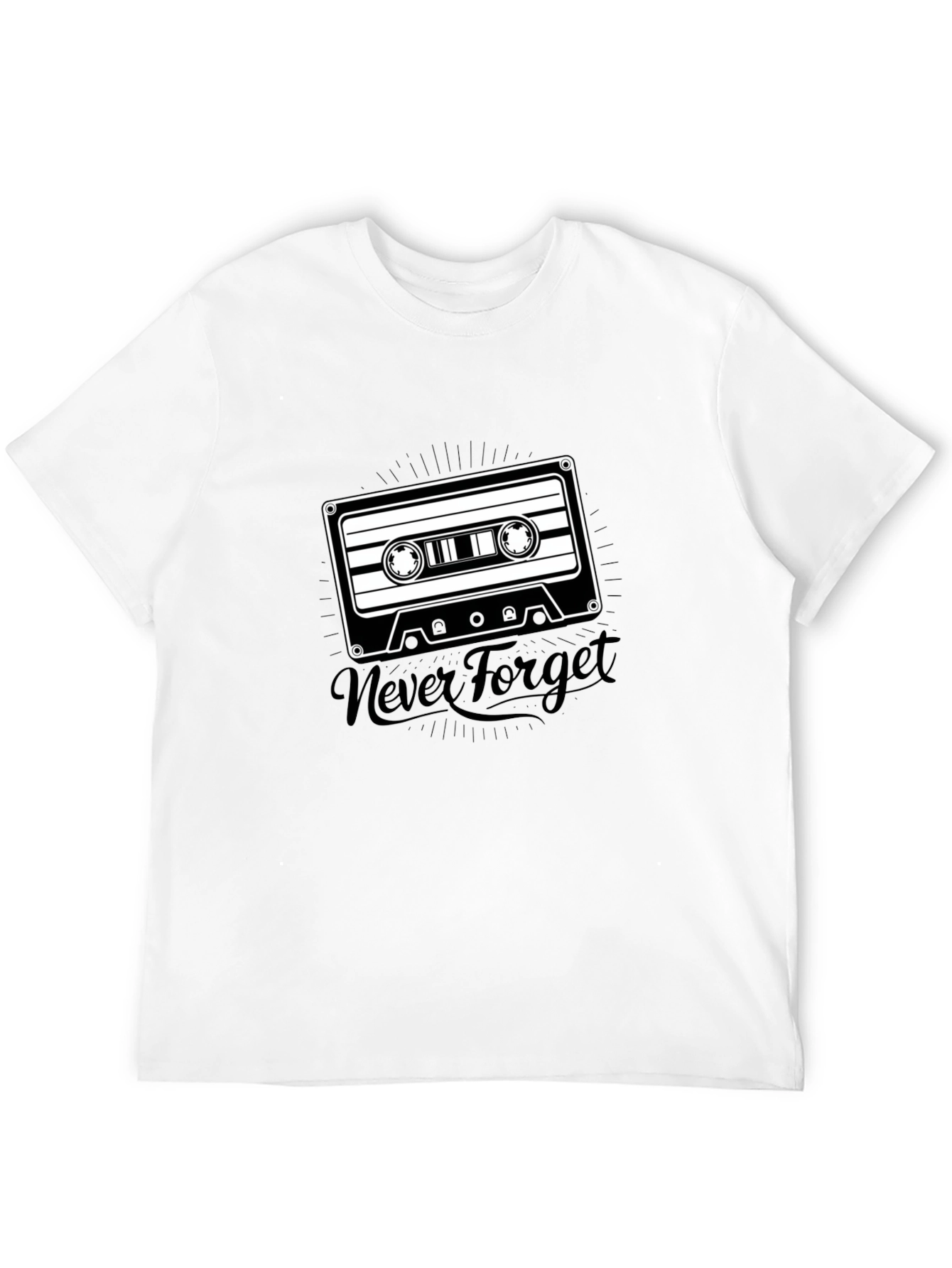 Retro Cassette Tape Never Forget Black T-Shirt