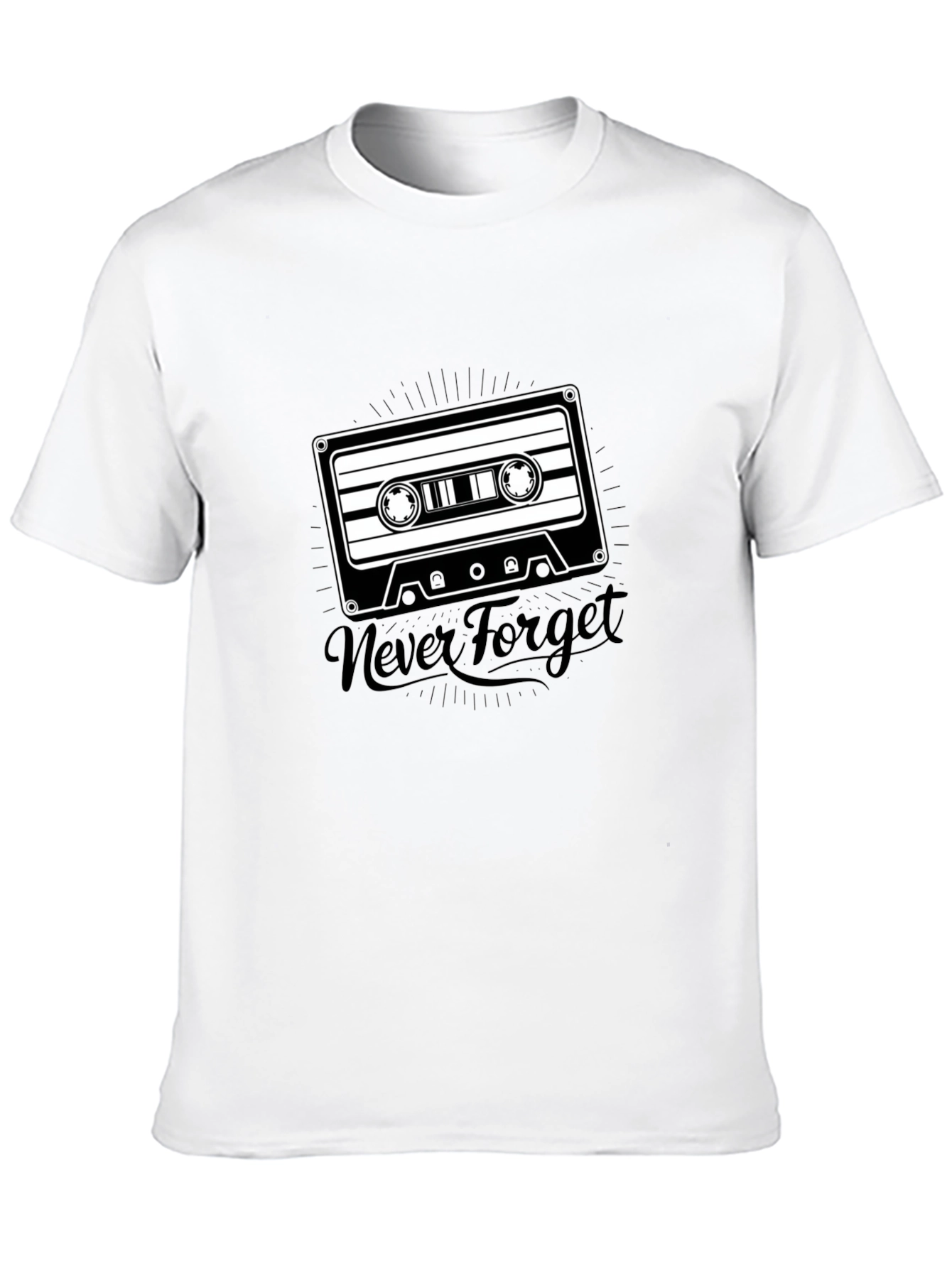 Retro Cassette Tape Never Forget Black T-Shirt