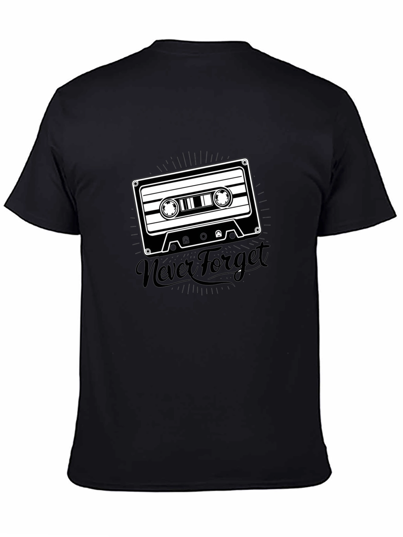 Retro Cassette Tape Never Forget Black T-Shirt