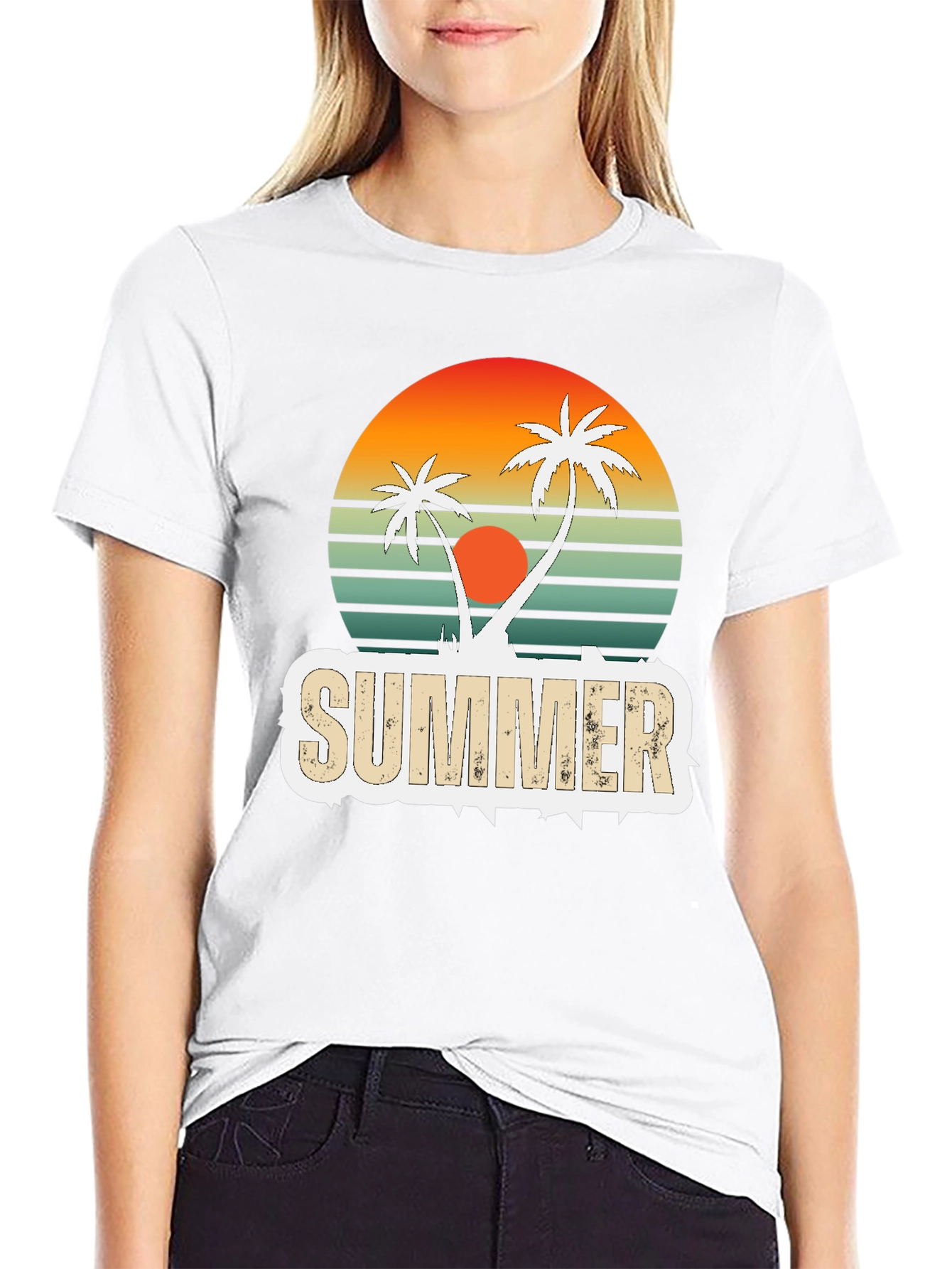 Retro Summer Palm Tree Graphic T-Shirt