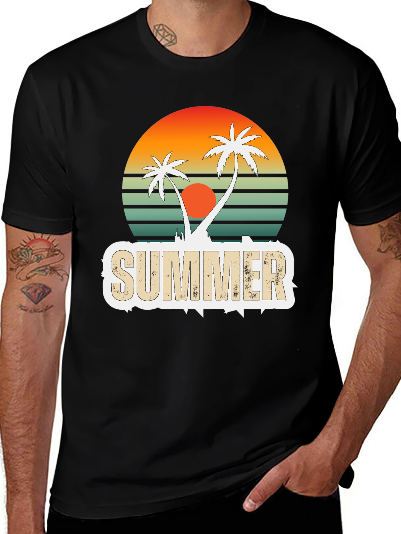 Retro Summer Palm Tree Graphic T-Shirt