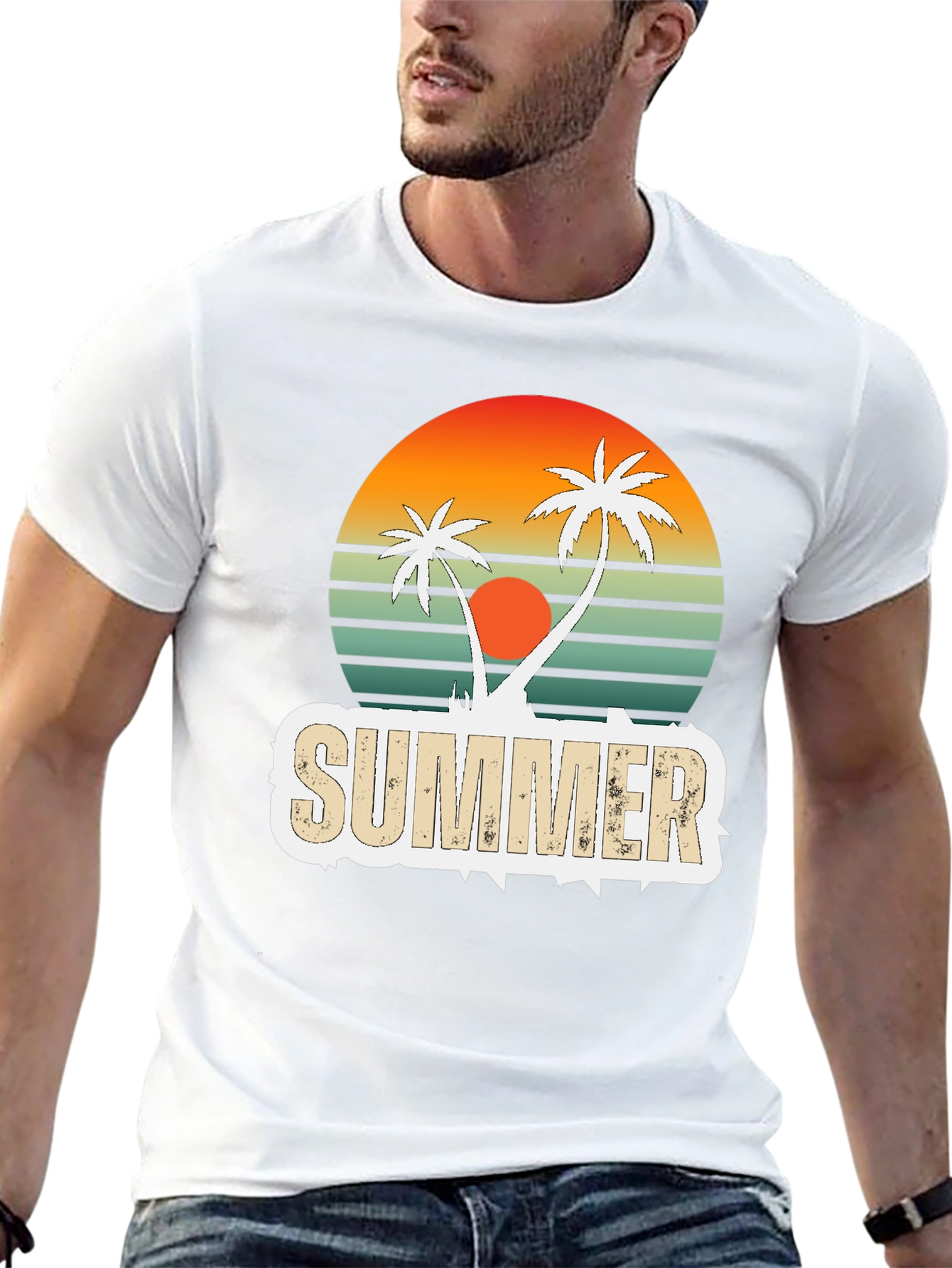 Retro Summer Palm Tree Graphic T-Shirt