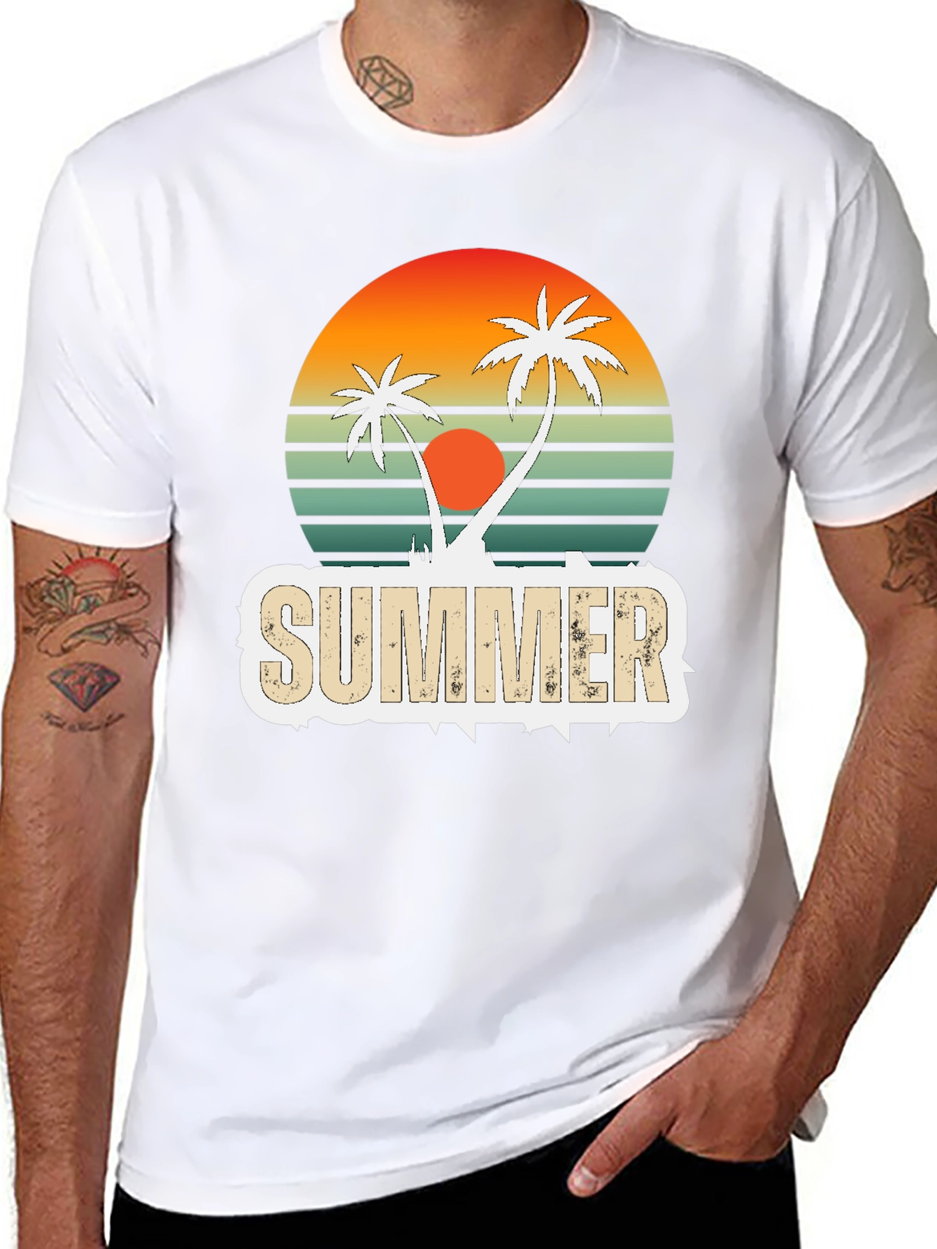 Retro Summer Palm Tree Graphic T-Shirt