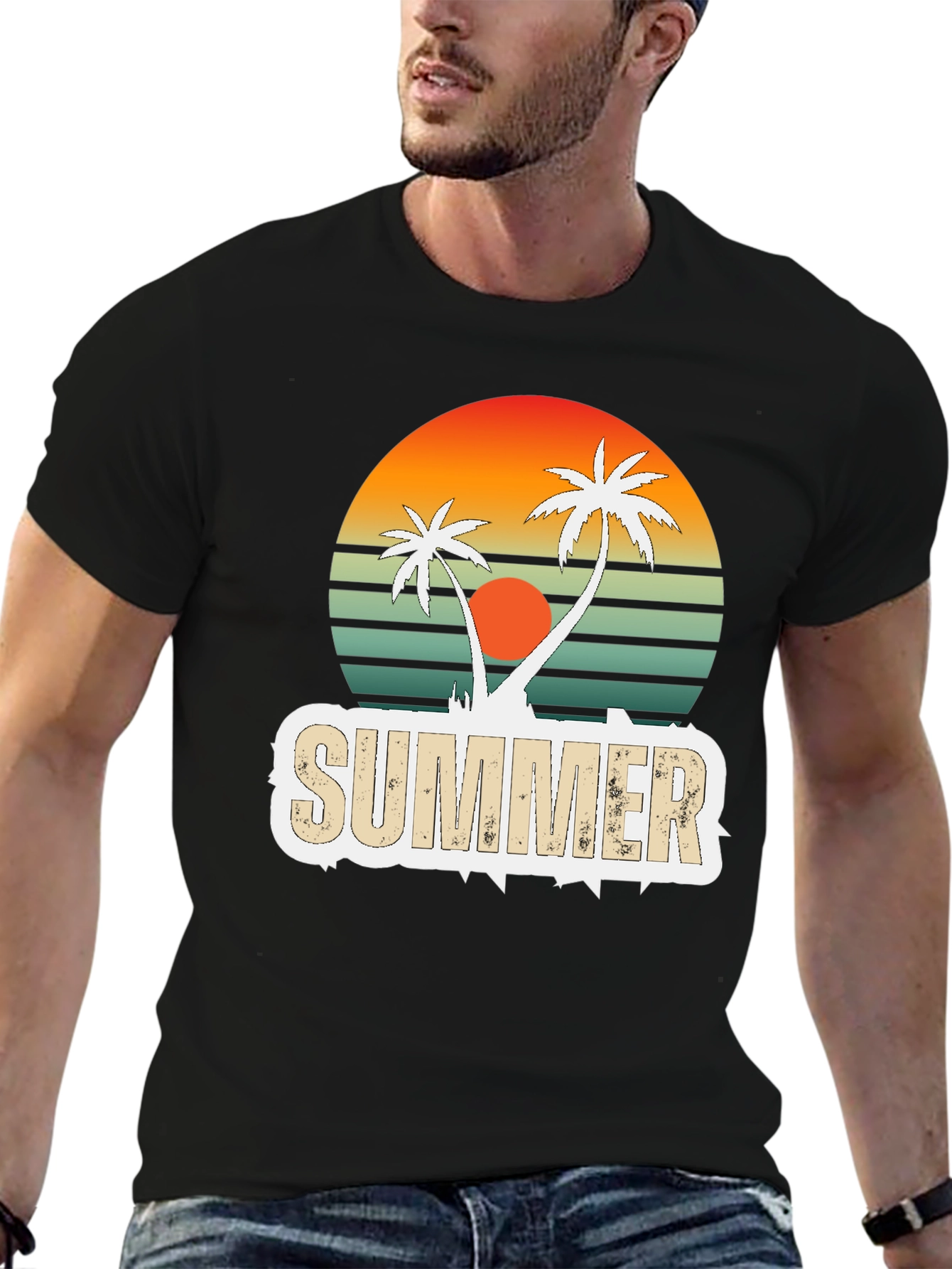 Retro Summer Palm Tree Graphic T-Shirt