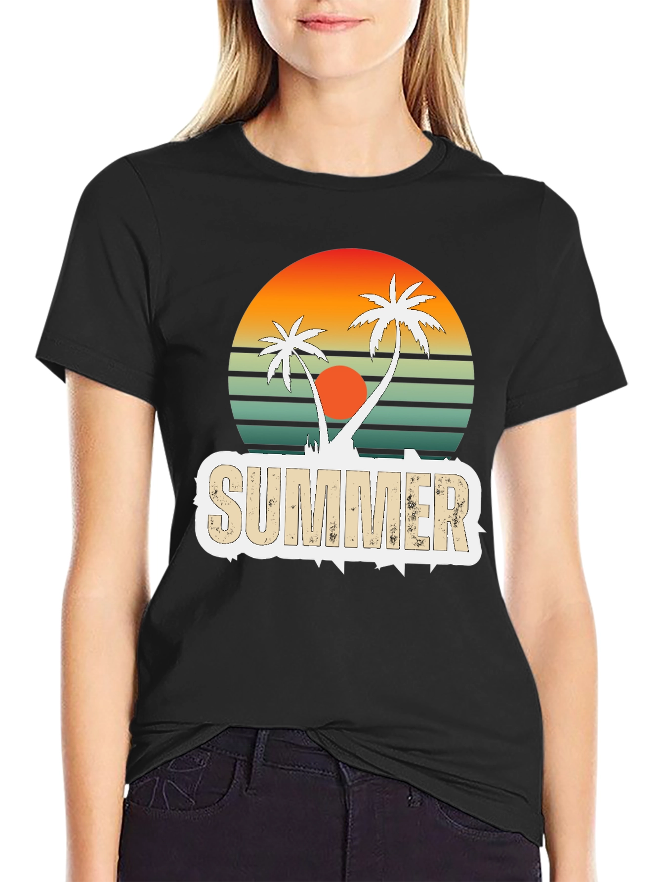 Retro Summer Palm Tree Graphic T-Shirt
