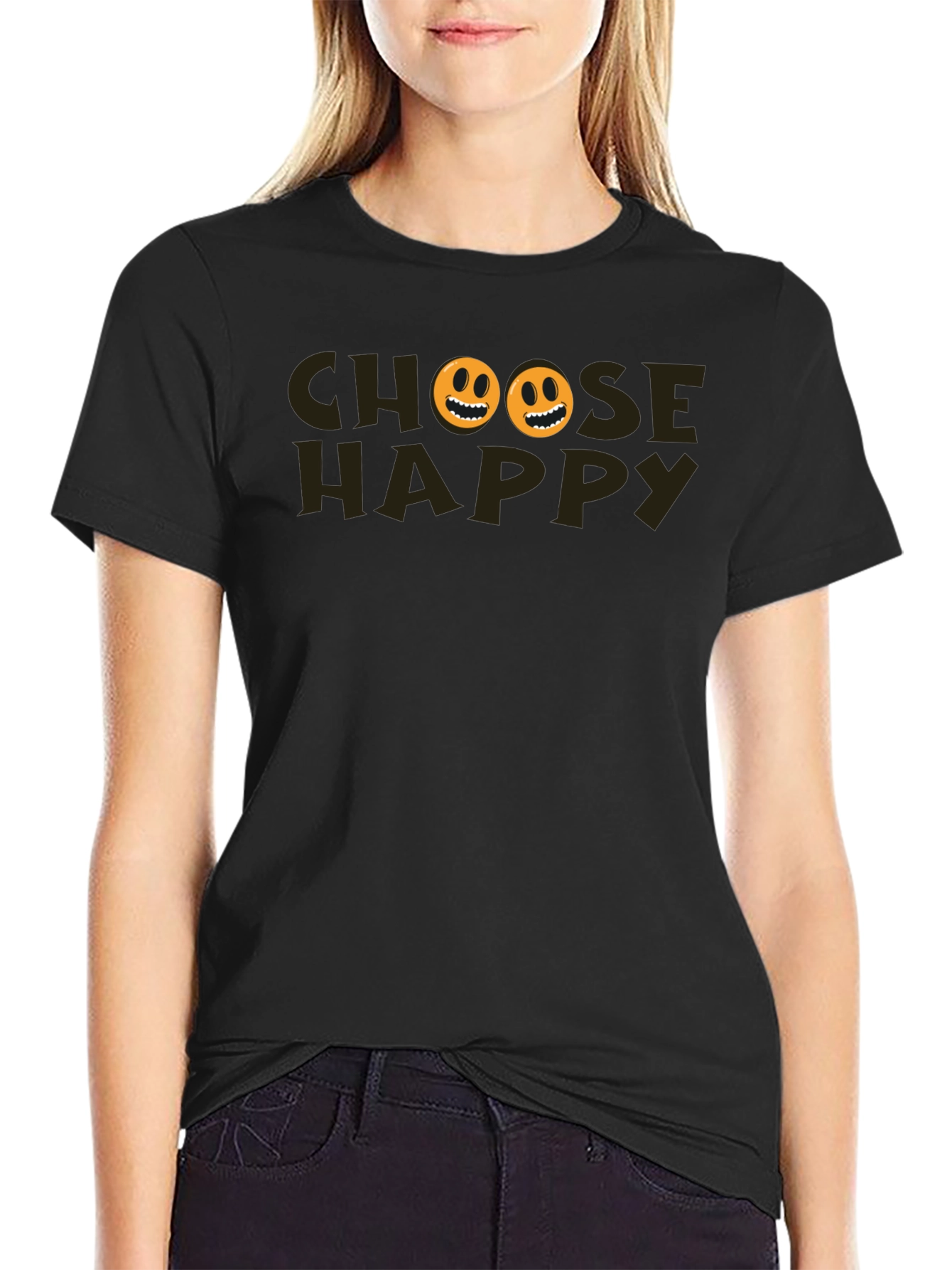 Choose Happy Graphic Tee - Black T-Shirt