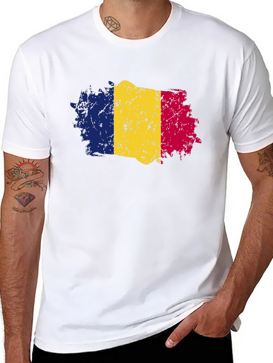 Romania Flag Graphic T-Shirt - Distressed Look