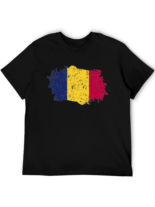 Romania Flag Graphic T-Shirt - Distressed Look