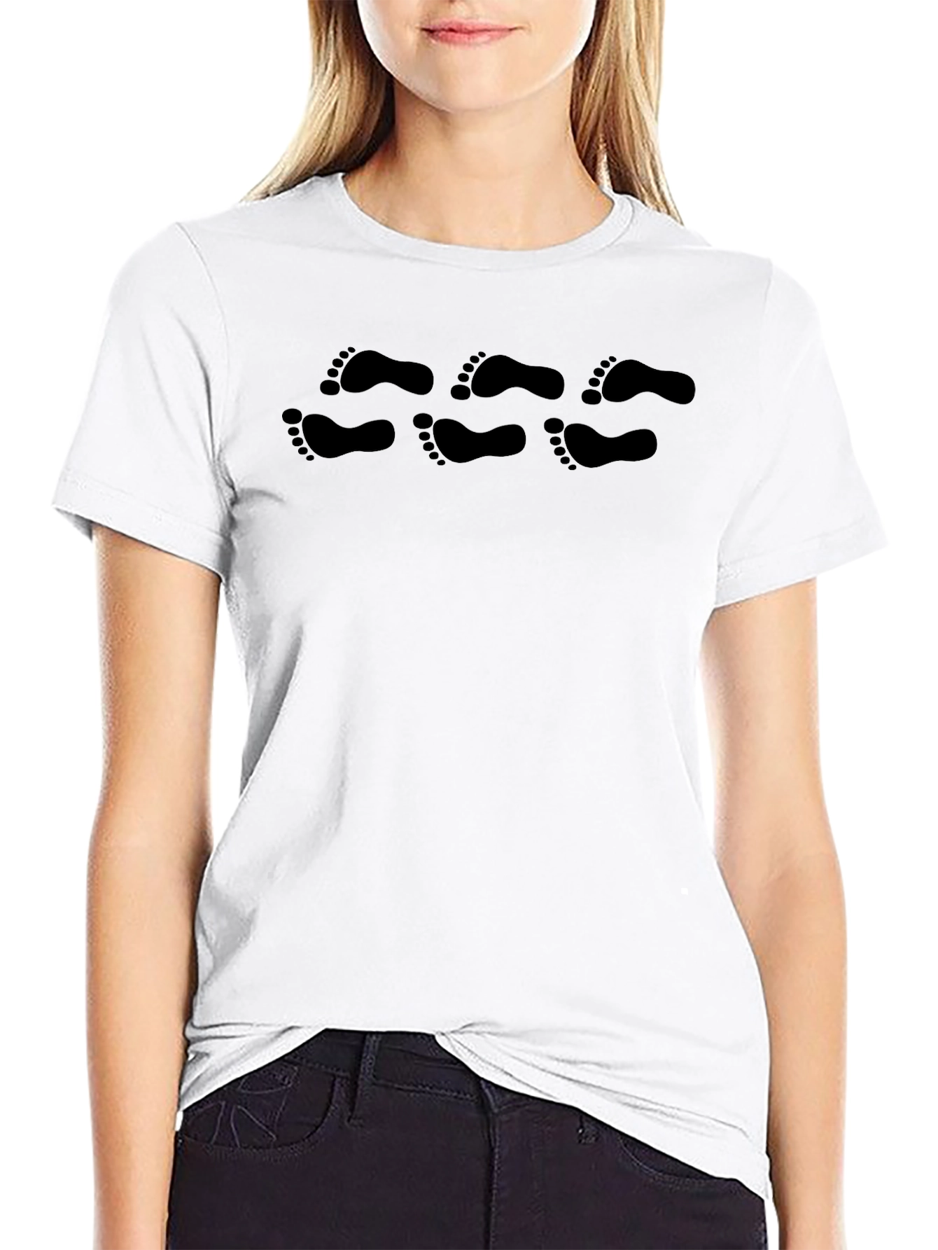 Footprint Graphic Print Tee - Black