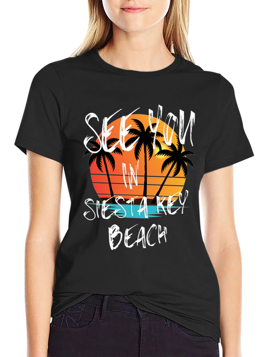 Siesta Key Beach Tee - Palm Tree Sunset Graphic T-Shirt