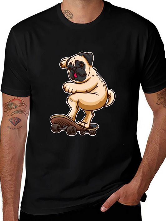 Pug on Skateboard Graphic Tee