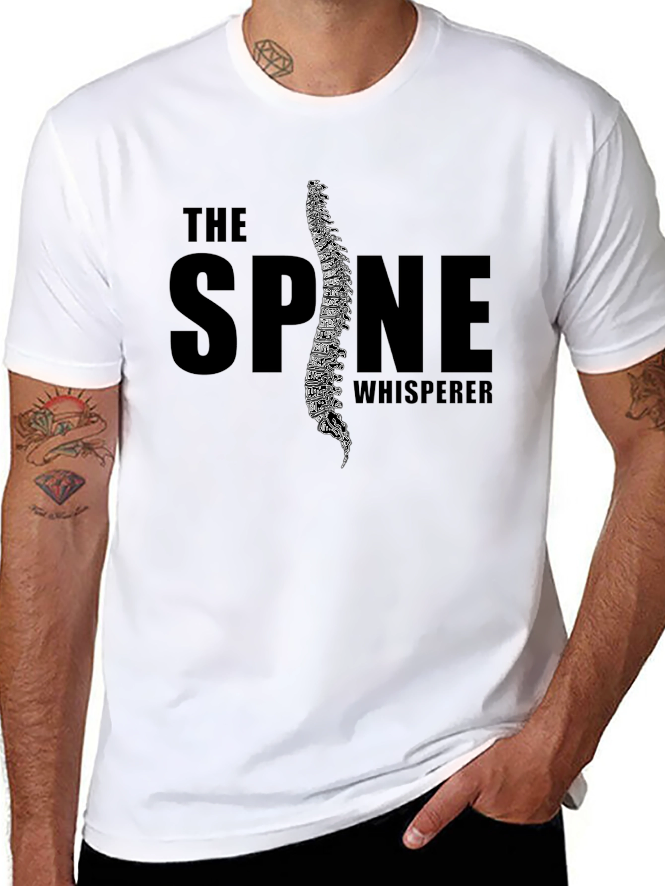 The Spine Whisperer Black Graphic T-Shirt