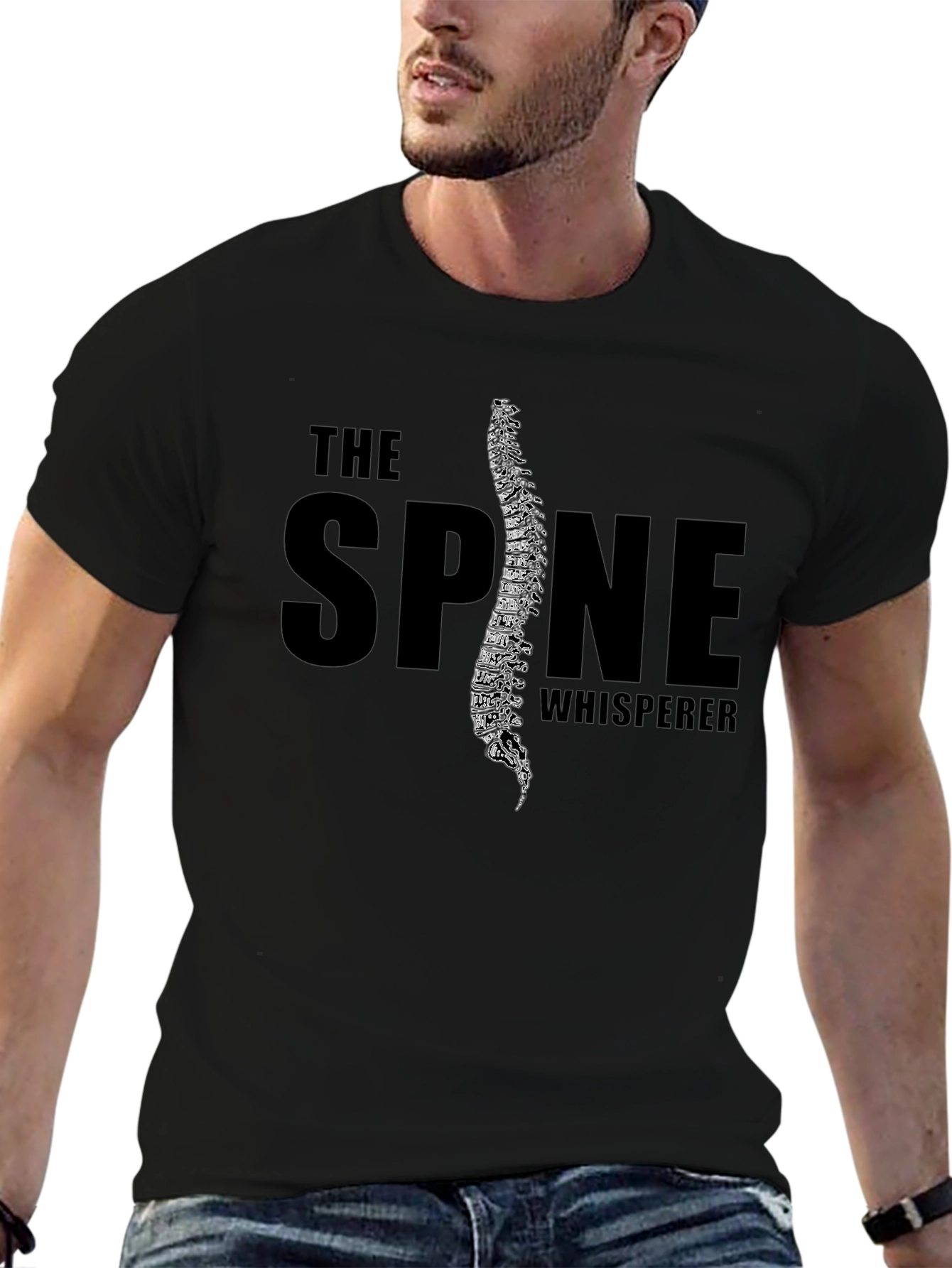 The Spine Whisperer Black Graphic T-Shirt