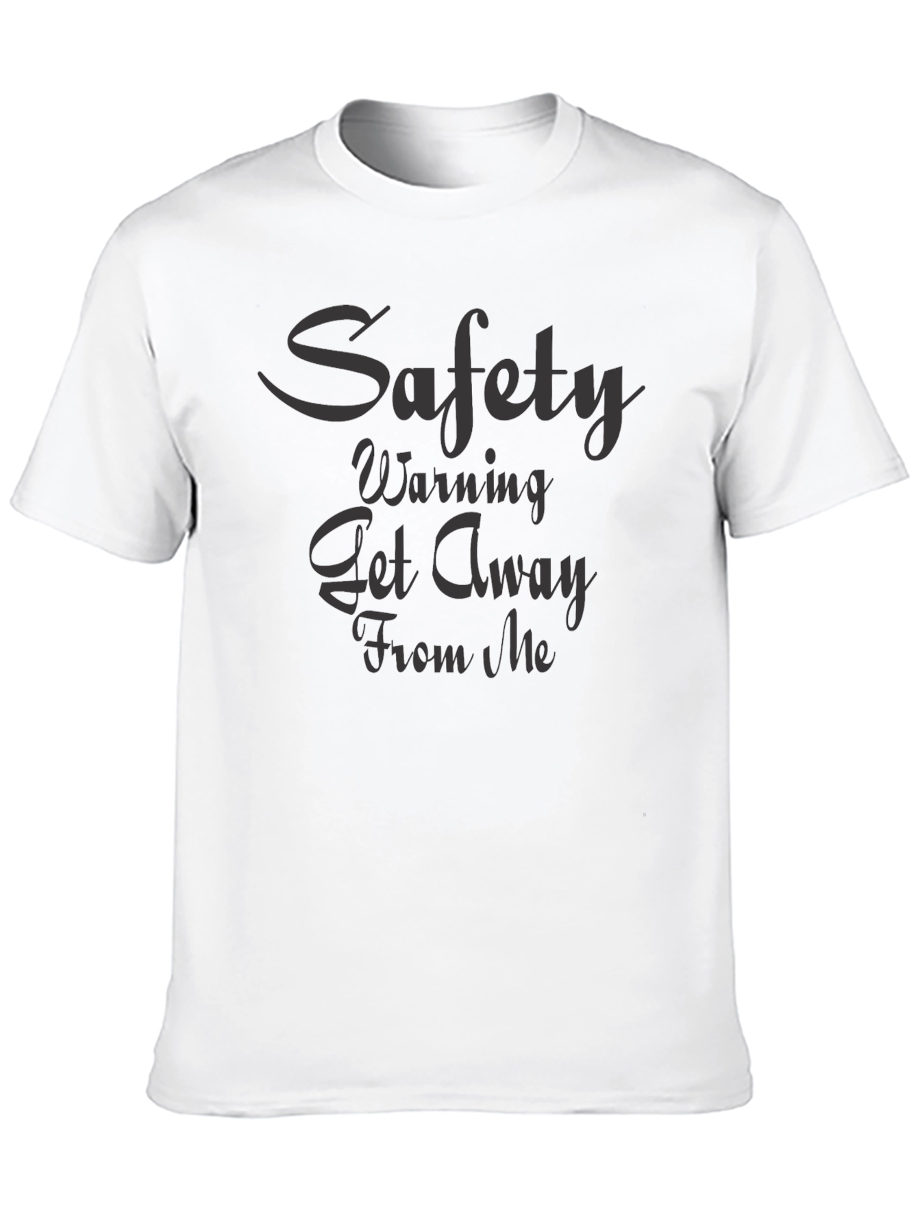 Safety Warning Graphic Tee - Black Cotton Blend T-Shirt