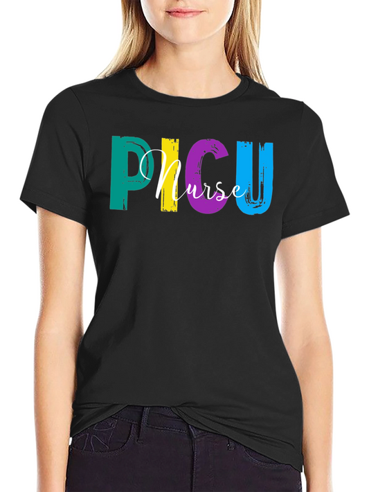 PICU Nurse Colorful Graphic T-Shirt