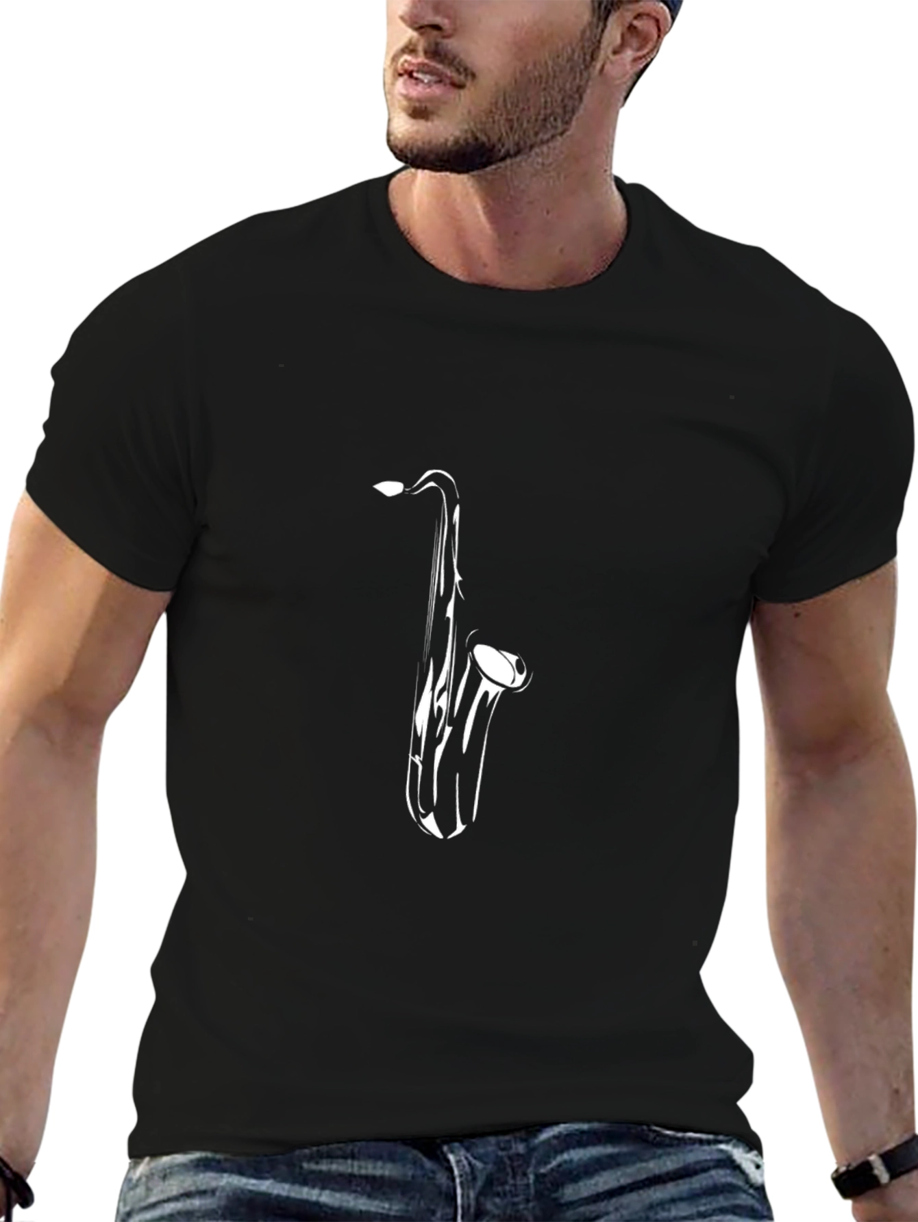 Saxophone Graphic Tee - Black Music Shirt