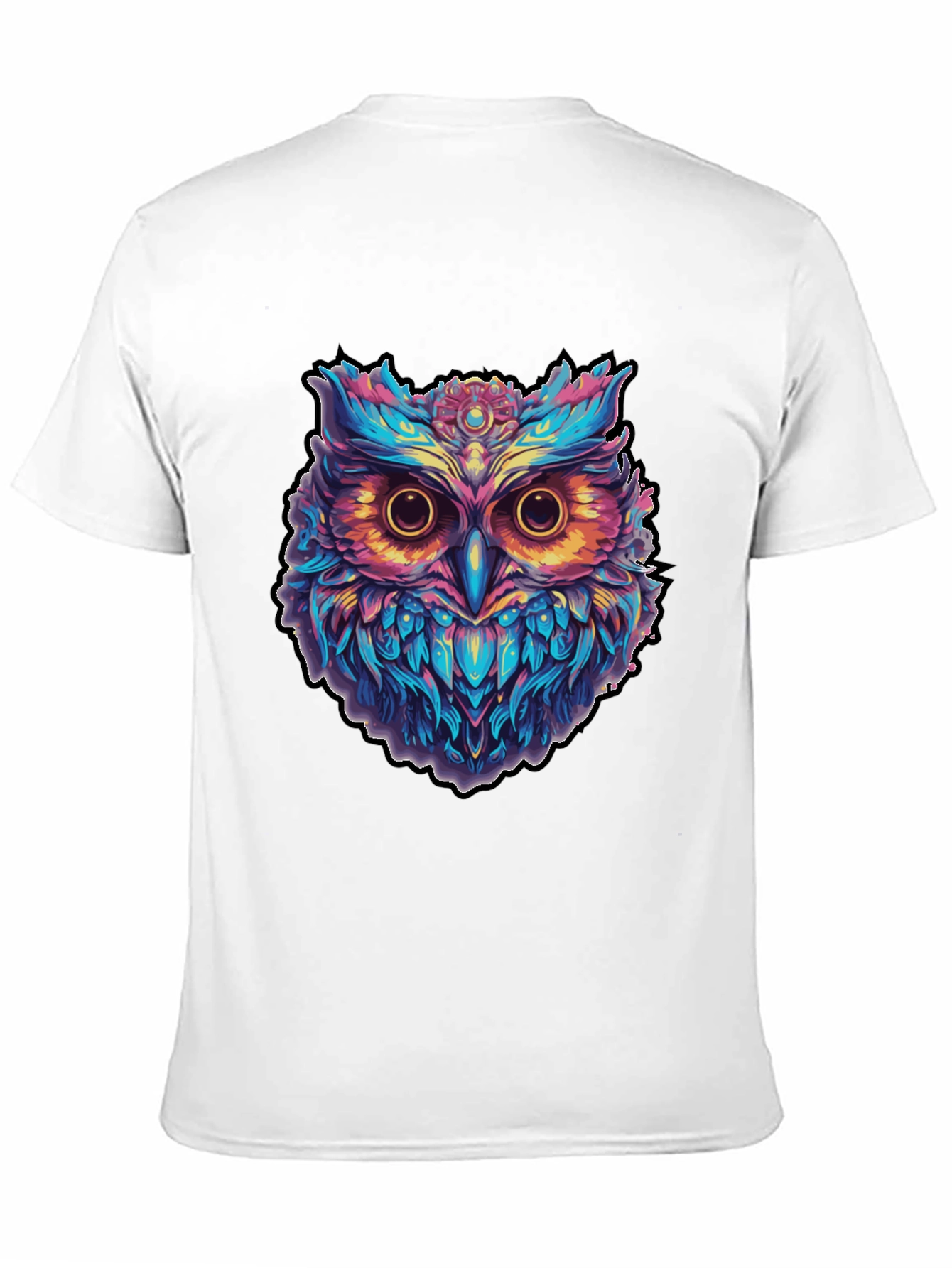 Psychedelic Owl Graphic Print Black T-Shirt