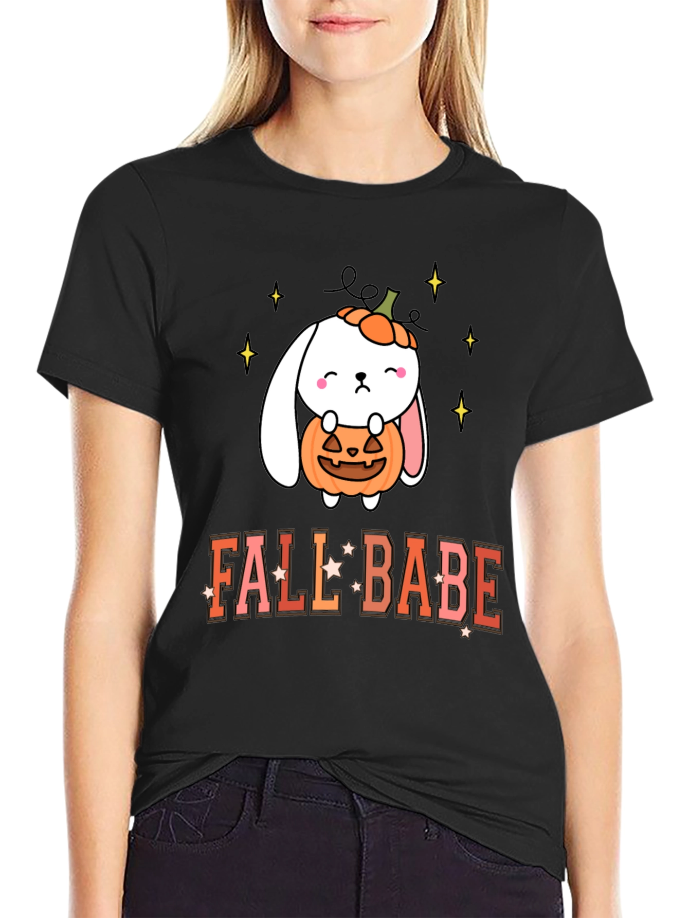 Fall Babe Bunny Pumpkin T-Shirt