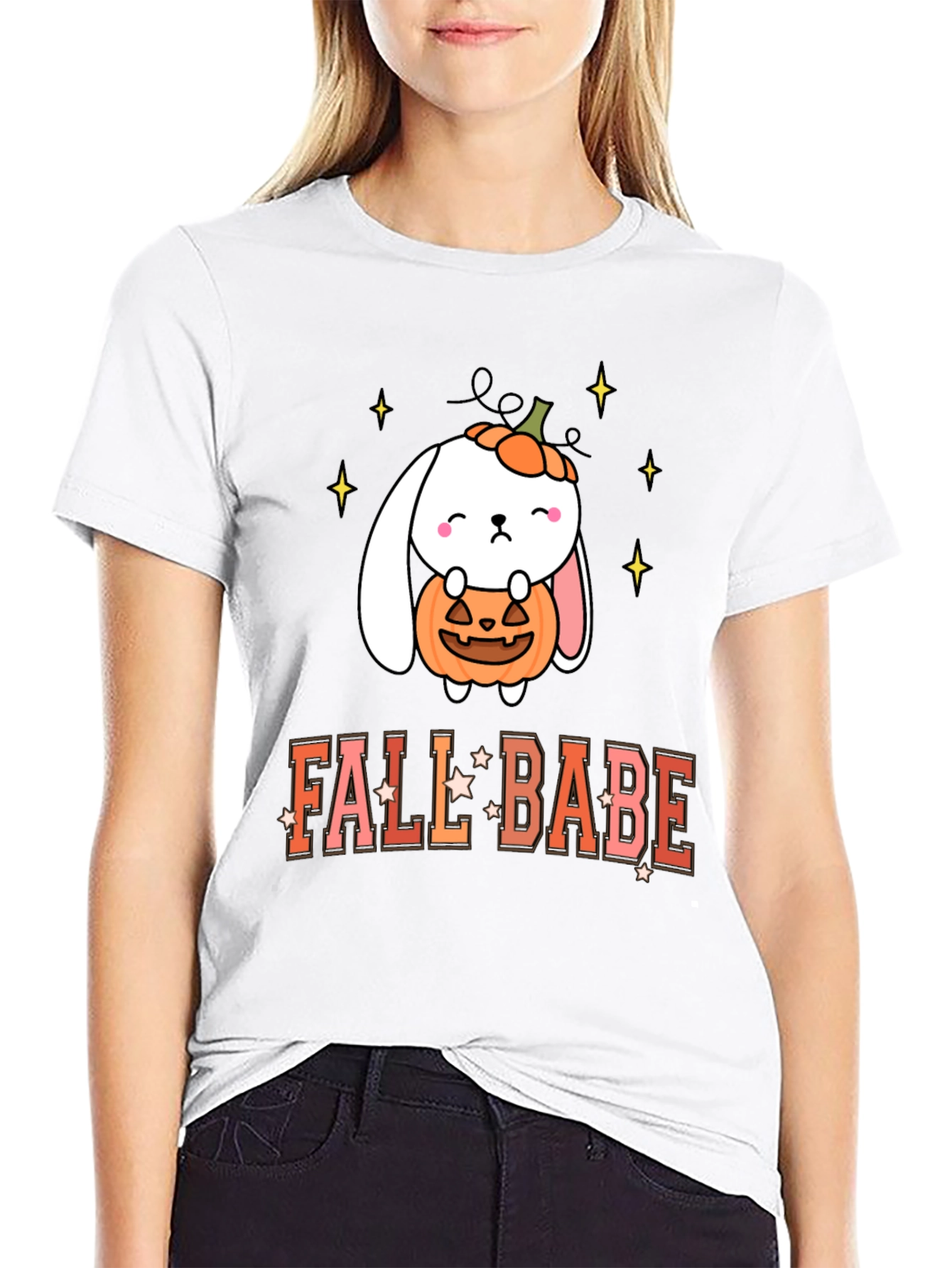 Fall Babe Bunny Pumpkin T-Shirt