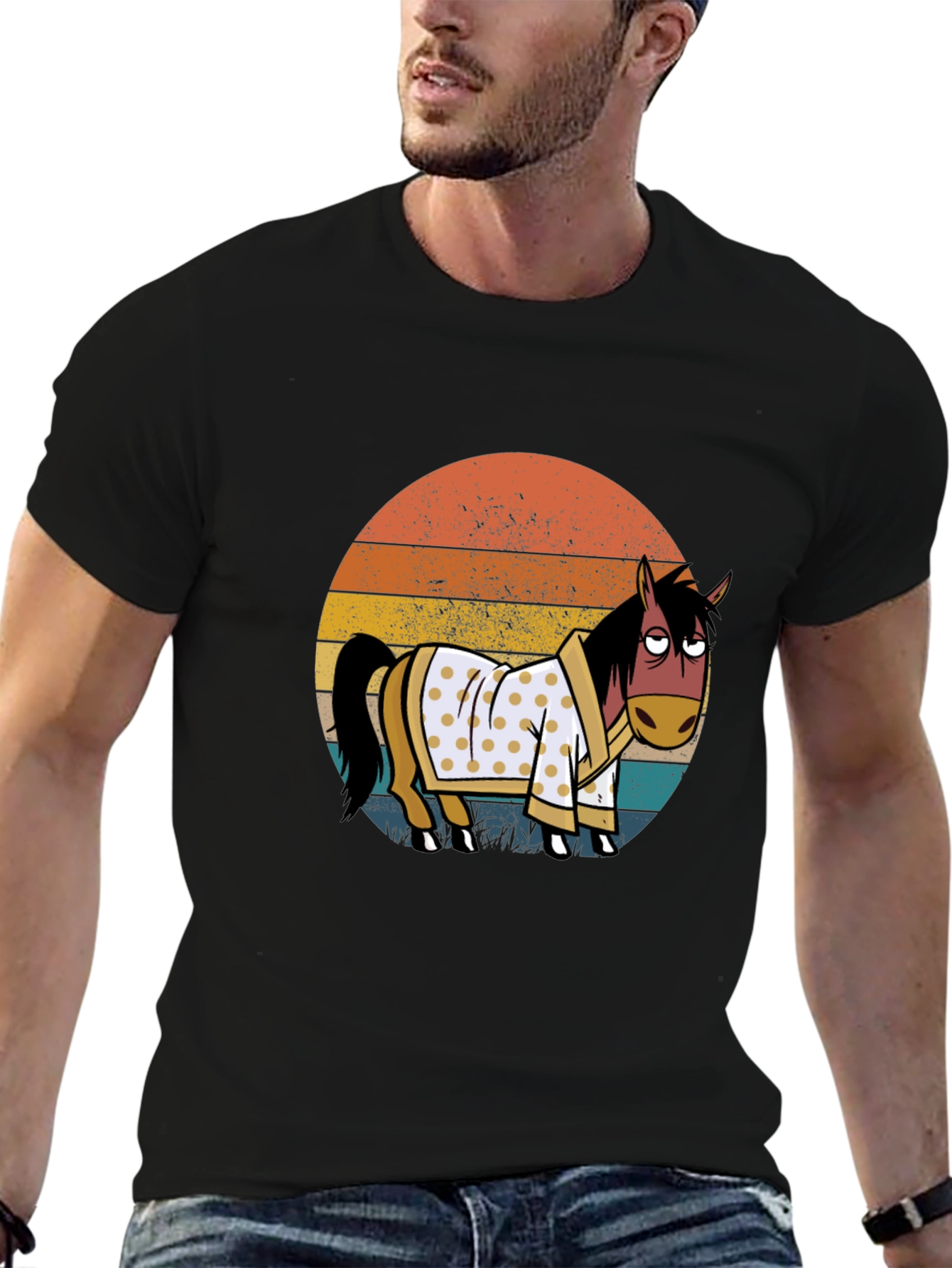 Retro Horse in Robe Graphic T-Shirt